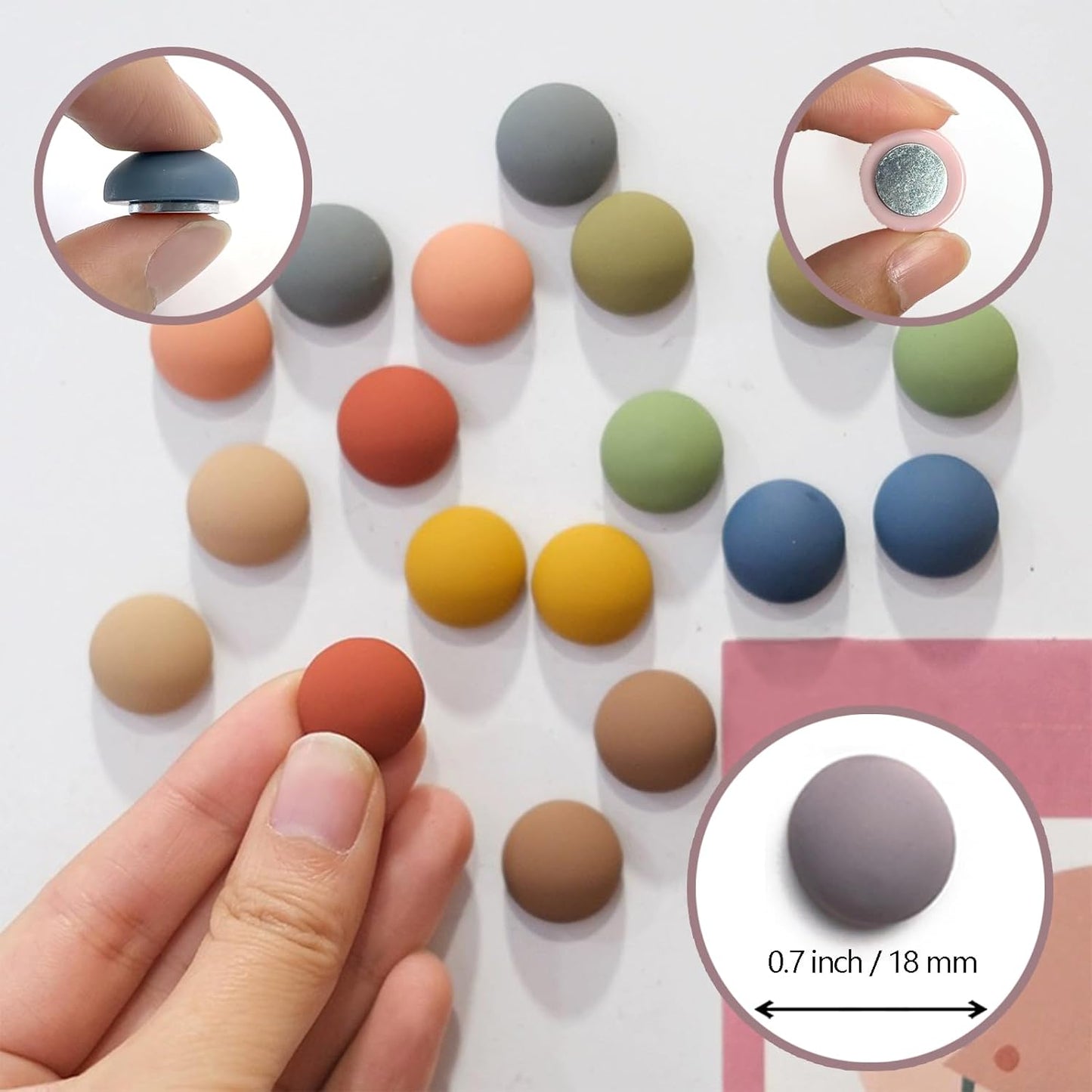24PCS Strong Fridge Magnets, Colorful Decorative Matte Refrigerator Magnets, Cute Classroom Whiteboard Magnets, for Office Classroom Cabinets and Dishwasher