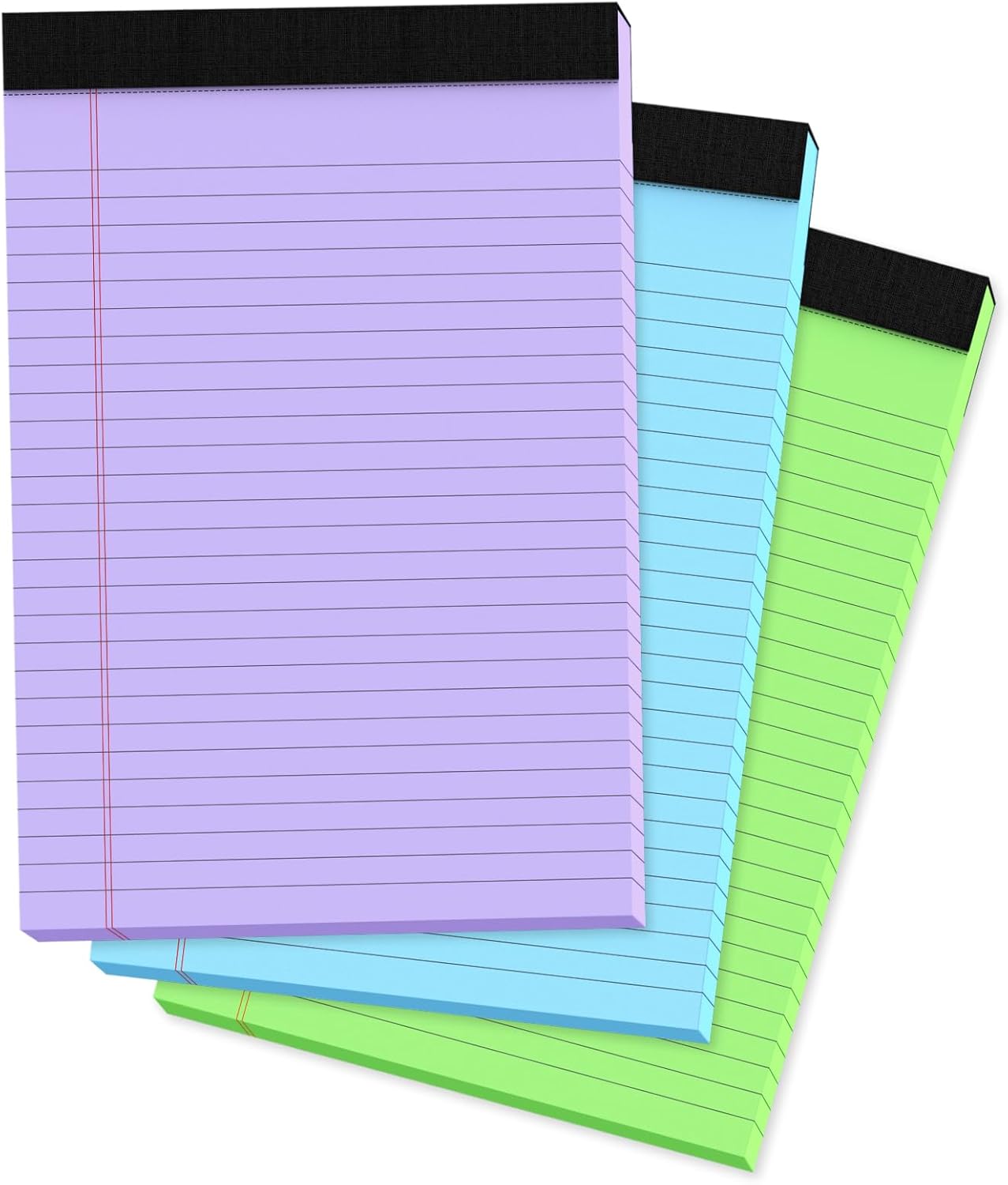 Colored Legal Pads, 3 Pack Writing Pads 8.5 x 11, Wide Ruled Legal Notepads, Lined Pads of Paper 8.5 x 11, Blue/ Purple/Green Note Pads, 30 Sheets Per Legal Pads for School, College, Office, Home