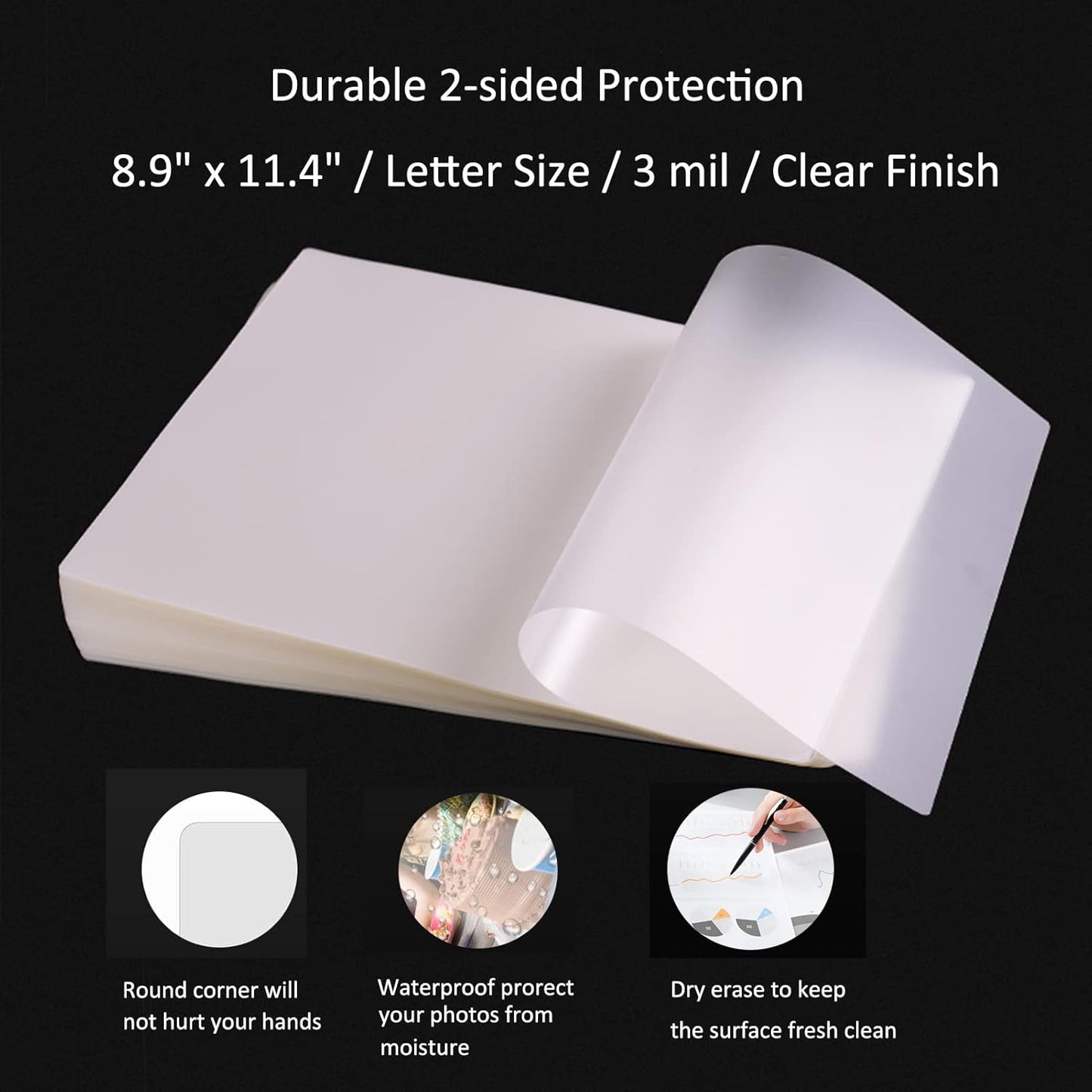 MPRT Laminating Sheets, 3 Mil Clear Thermal Laminating Pouches 8.9 x 11.4 Inches Laminate Sheets Paper for Laminator, 100-Pack