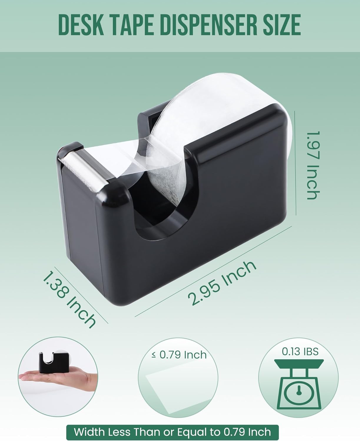 Lichamp 10 Pack Office Desktop Tape Dispenser Includes 10 Rolls of 1 Inch Core Tapes 3/4 in x 1000 in, Red and Black Desk Tape Dispensers Non-Skid Base, Great for School, Office and Home