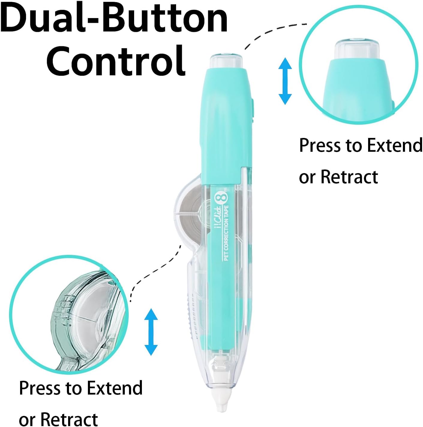 10 PCS Correction Tape Pens White-Out Applicator with Protective Cover, Smooth Ink Tape, Aesthetic Pen Design for School & Office Supplies (Retractable & Refillable)