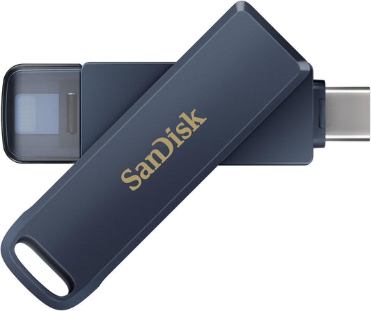 SanDisk 256GB Phone Drive for iPhone - Works with iPhone 15 and Newer (USB-C Connector) and iPhone 14 and Older (Lightning Connector), Metallic Sky - SDIXD0N-256G-GN6NE