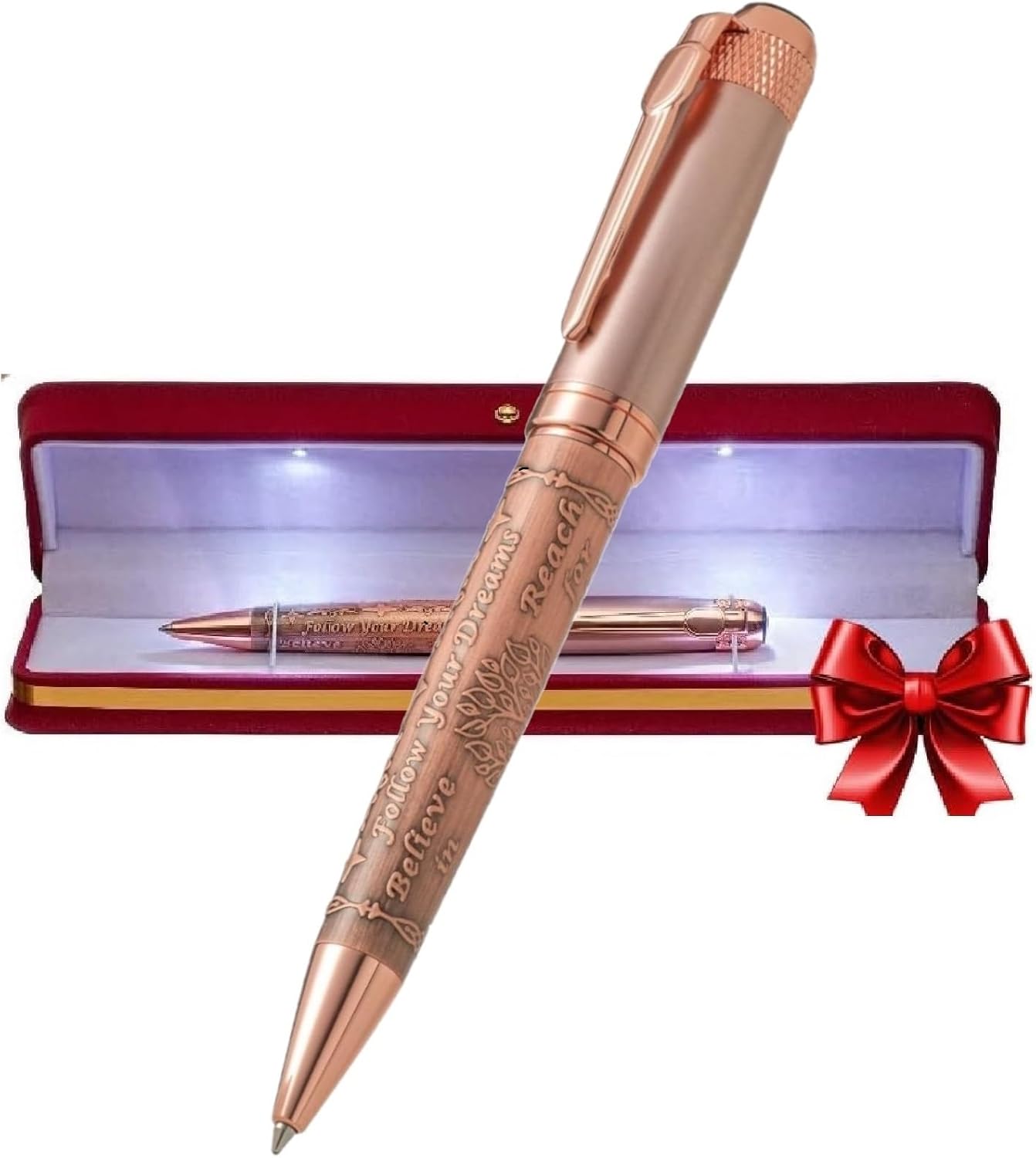 S&R Somit Fancy Pen with Gift Box - Luxury Pen for Women – Valuable Business, Office, Executive Gift for Family & Friends – Special Engraving & Led Decorative Box (GOLDEN ROSE)
