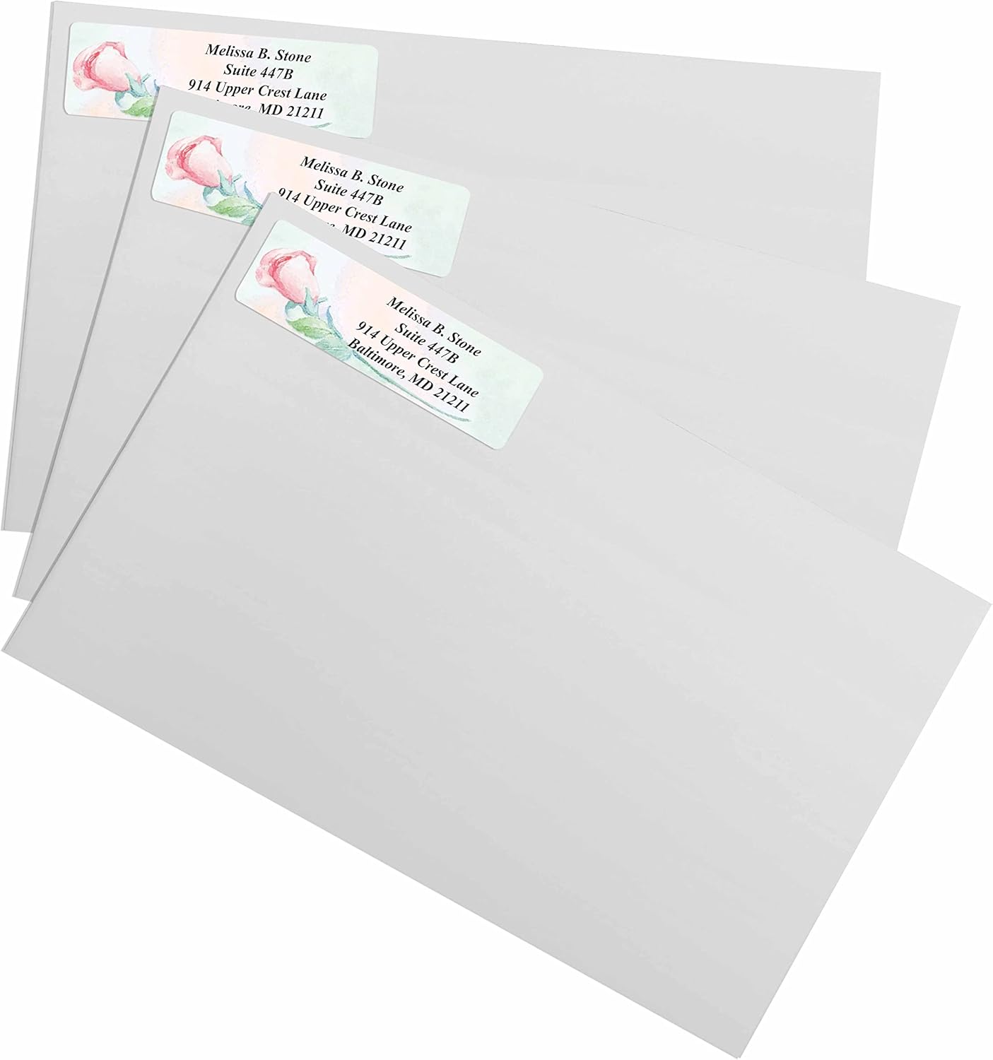 Soft Rose Watercolor Designer Rolled Address Labels with Elegant Plastic Dispenser