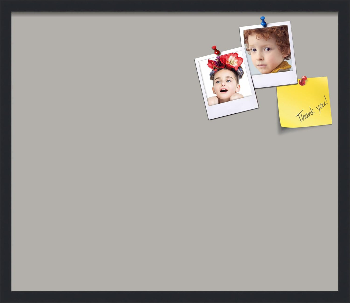 PinPix 28x24 Inch Cork Bulletin Board. This Decorative Framed Pin Board Comes with Dark Stone Design and a Satin Black Frame. Ideal for Home Office Decor or Message Board (PinPix-1808)