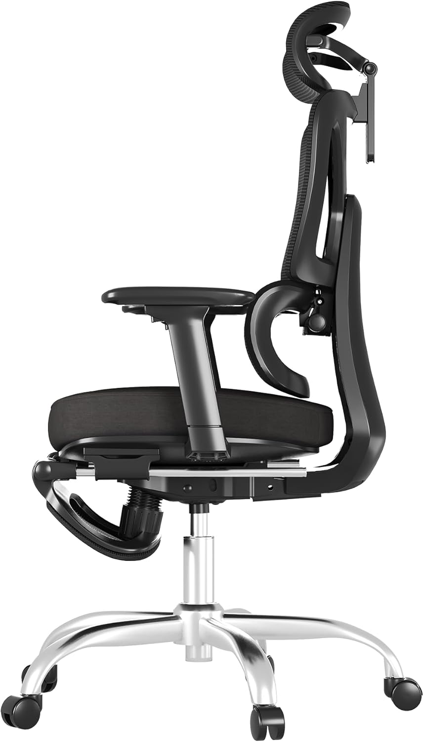 FLEXISPOT ErgoX Premium Ergonomic Office Chair with Footrest- Adjustable 3D Armrests, Dynamic Lumbar Support, Recline & Tilt Function, Mesh Seat, for Home & Office Use,Foam Black