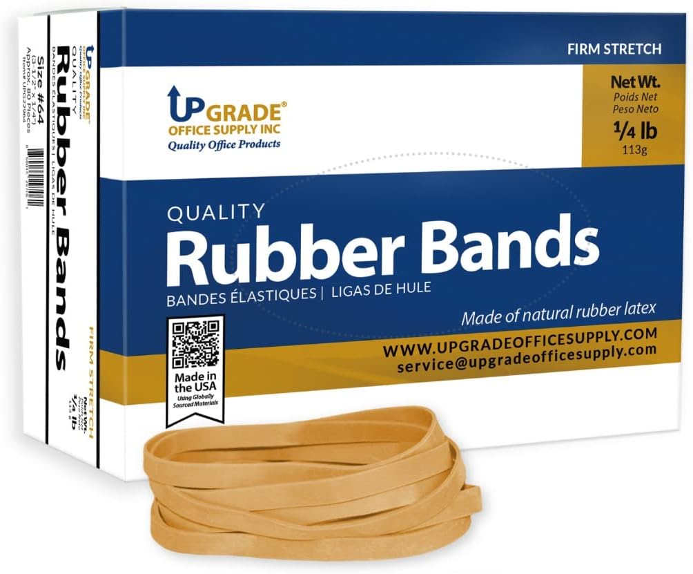 Upgrade Office Supply UPG22964PK3 Rubber Bands, Size 64 (3-1/2 x 1/4), 240 Bands, 1/4 lb 3-Box, USA