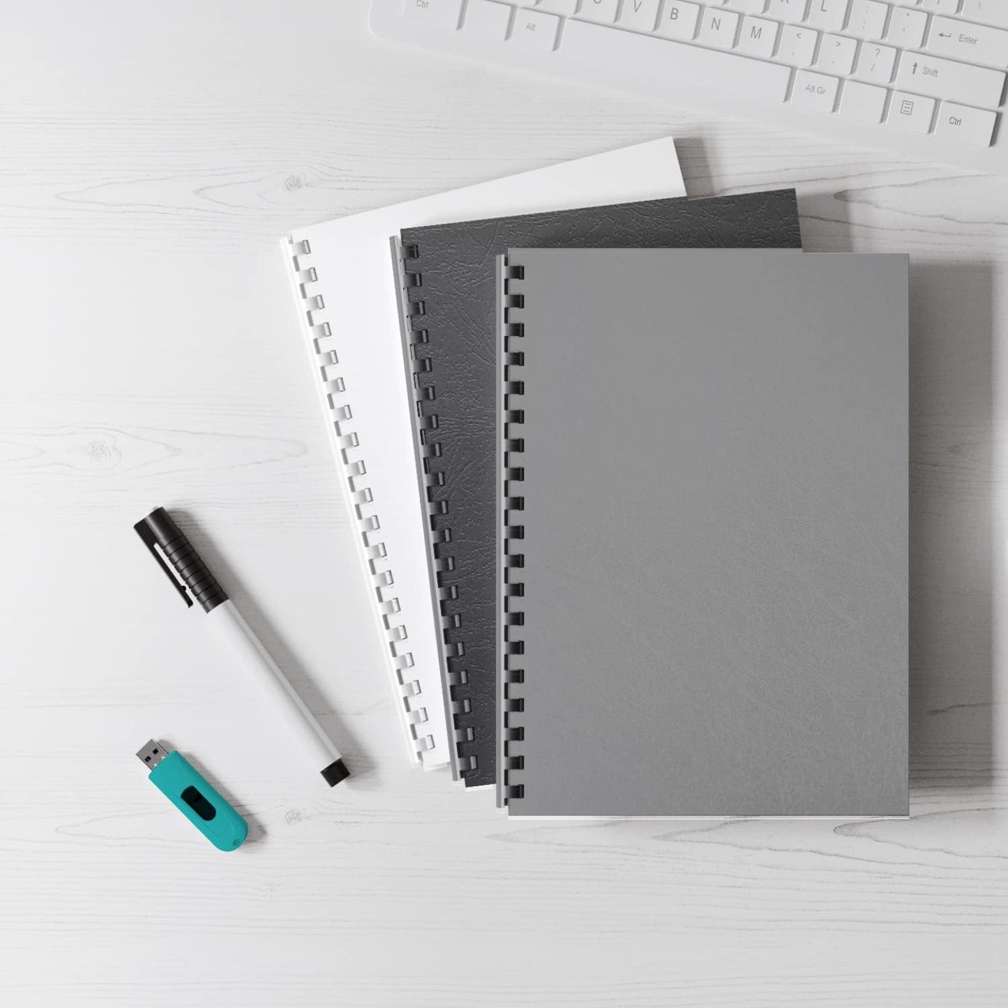 Binditek 50 Pack Plastic Binding Comb Spines, 1-1/8 Inch Diameter, 240 Sheet Capacity, 19 Ring, for Letter Size, Black, for Students and Coworkers