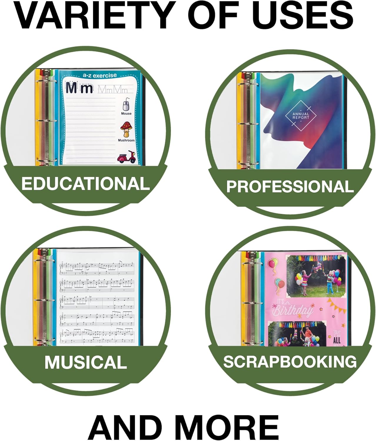 Samsill Color Edge Sheet Protectors 8.5 x 11 Inch, Page Protectors for 3 Ring Binder, Standard Weight, Clear Sheet Protector, Letter Size, Top Loading, Acid Free, 200 Pack