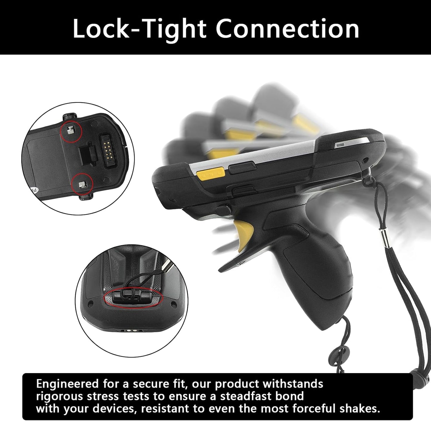 Trigger Handle for Zebra Symbol TC70 TC72 TC75 TC77 TC70x TC75x Handheld Barcode Scanner Mobile Computer - P/N: TRG-TC7X-SNP1-02 TRG-TC7X-SNP1-01 Secure Snap-On Design