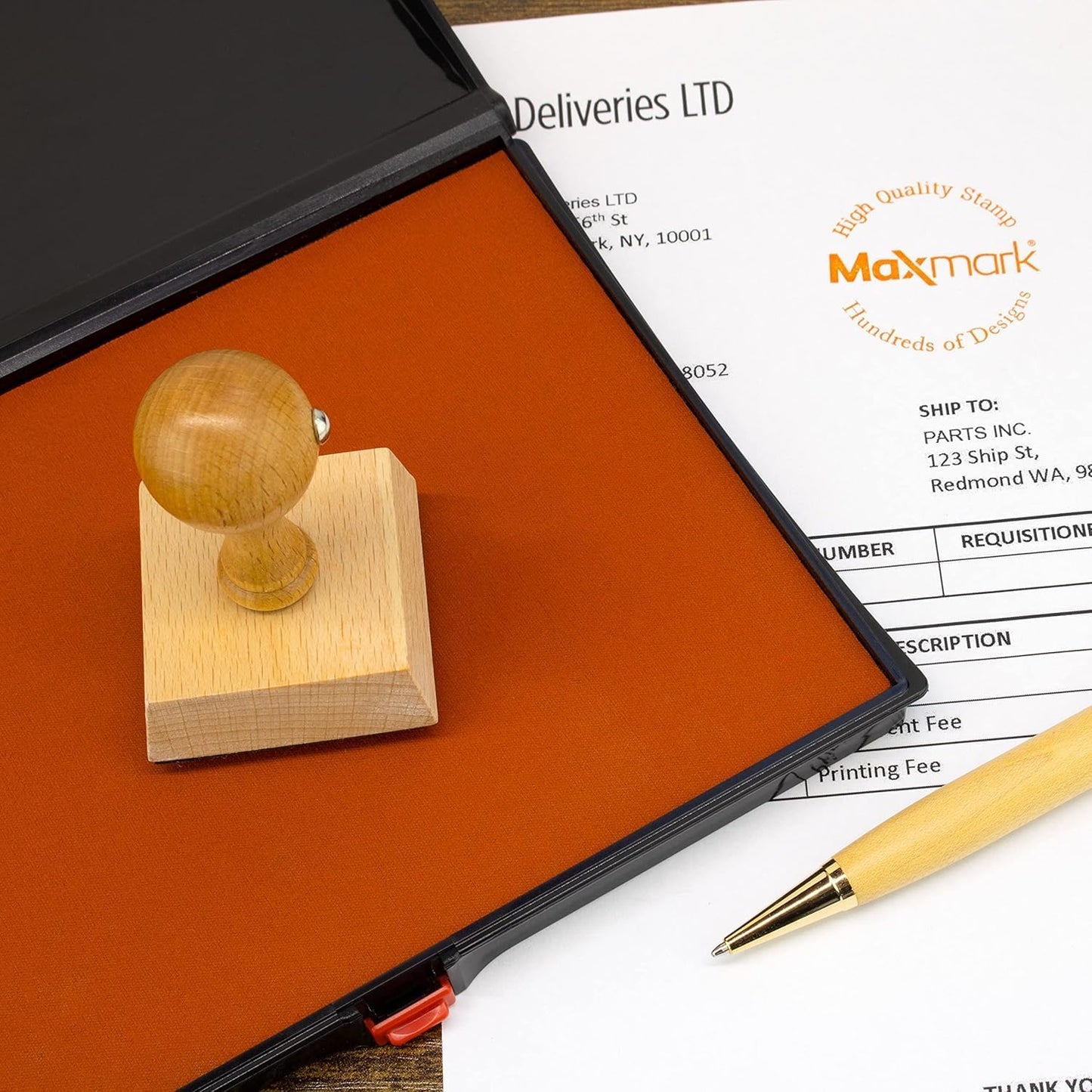 Large Premium Pink Ink Stamp Pad - 5" by 7" - Quality Felt Pad - Case with Closing snap