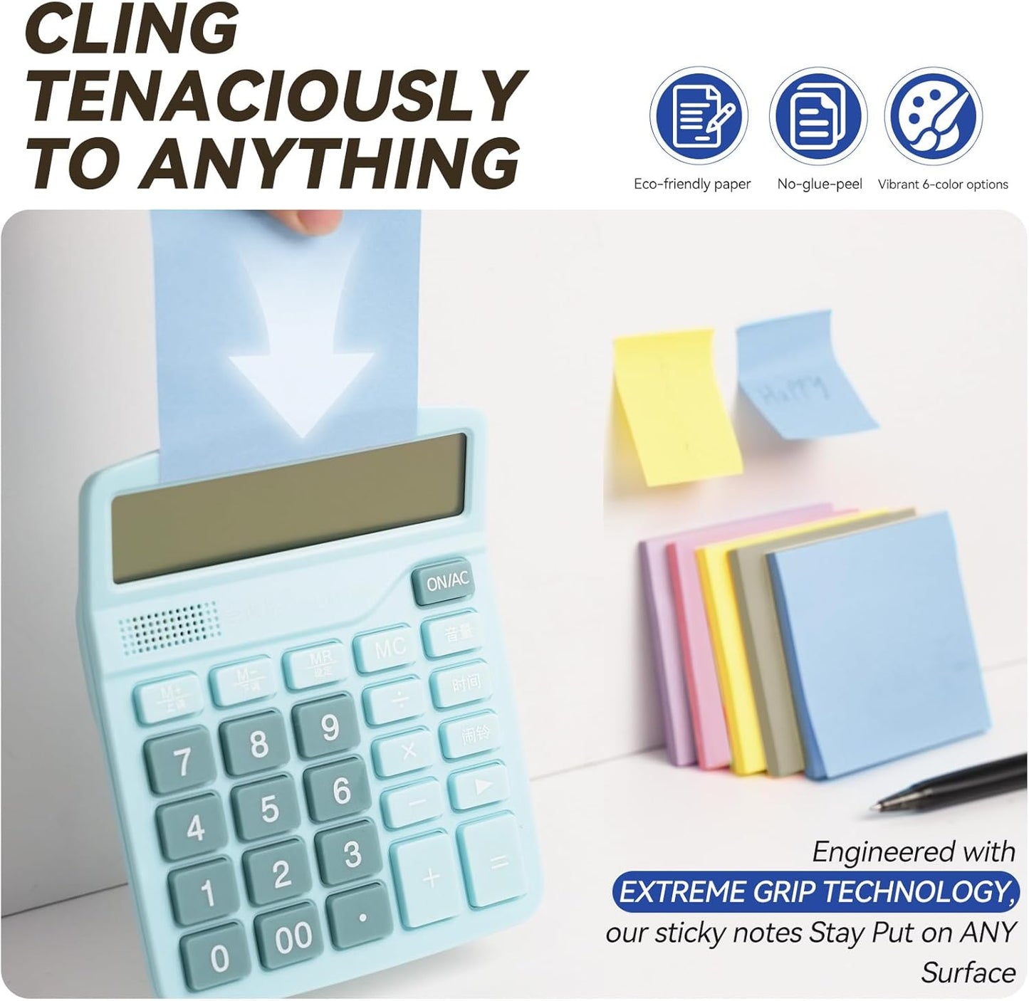 Sticky Notes 3x3in + 2x1.5in Small Sticky Note, 12 Pack 6 Colors Self-Sticky Note Pads | Sticks Strong & Removes Clean | Recycled Paper Cute Sticky Notes to School Supplies, Office Products