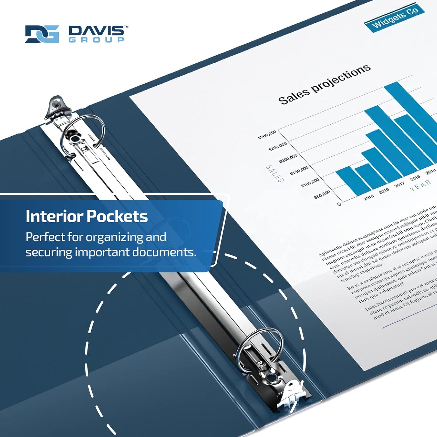 Easyview Premium 3-Ring Binders with Clear-View Covers and Round Rings, Binders for School or Office, 2 Inch, Pack of 6, Navy Blue