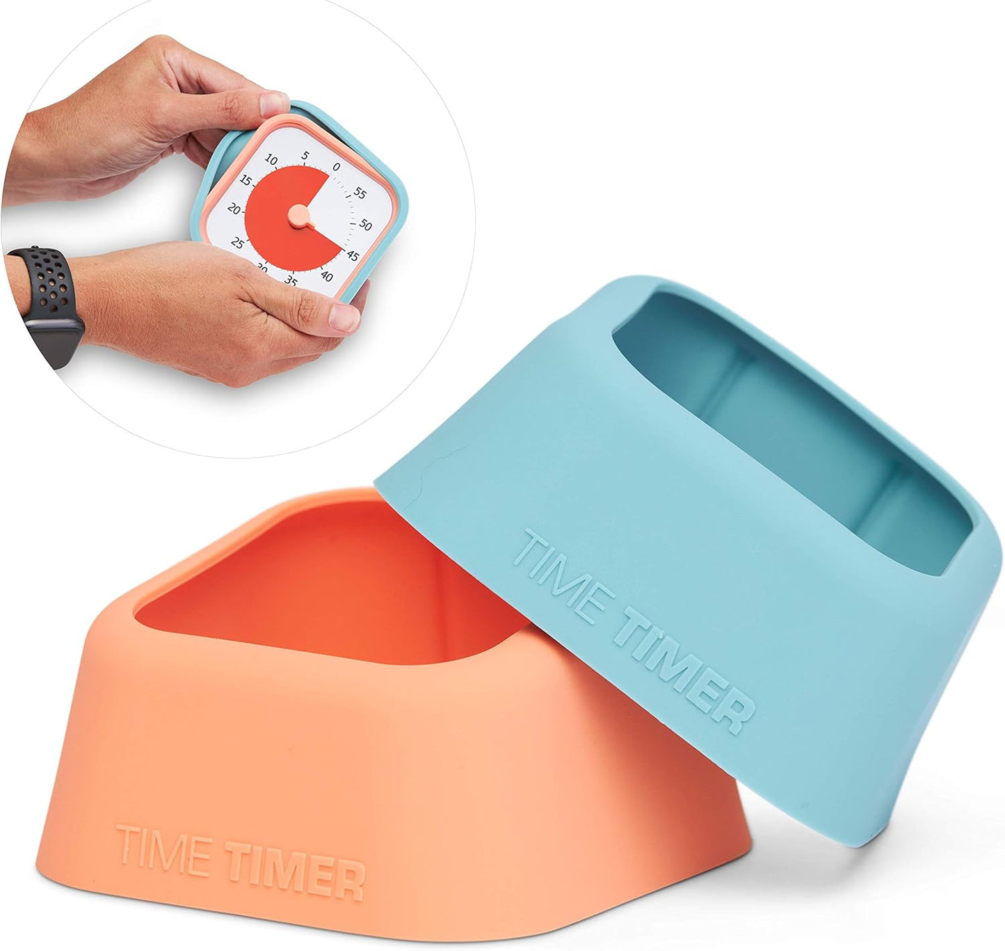 TIME TIMER Home MOD Color Cases - for Classroom Learning, Homeschool Study Tool, Student Desk Clock and Office Meetings with Silent Operation (2-Pack), Orange & Blue Pack