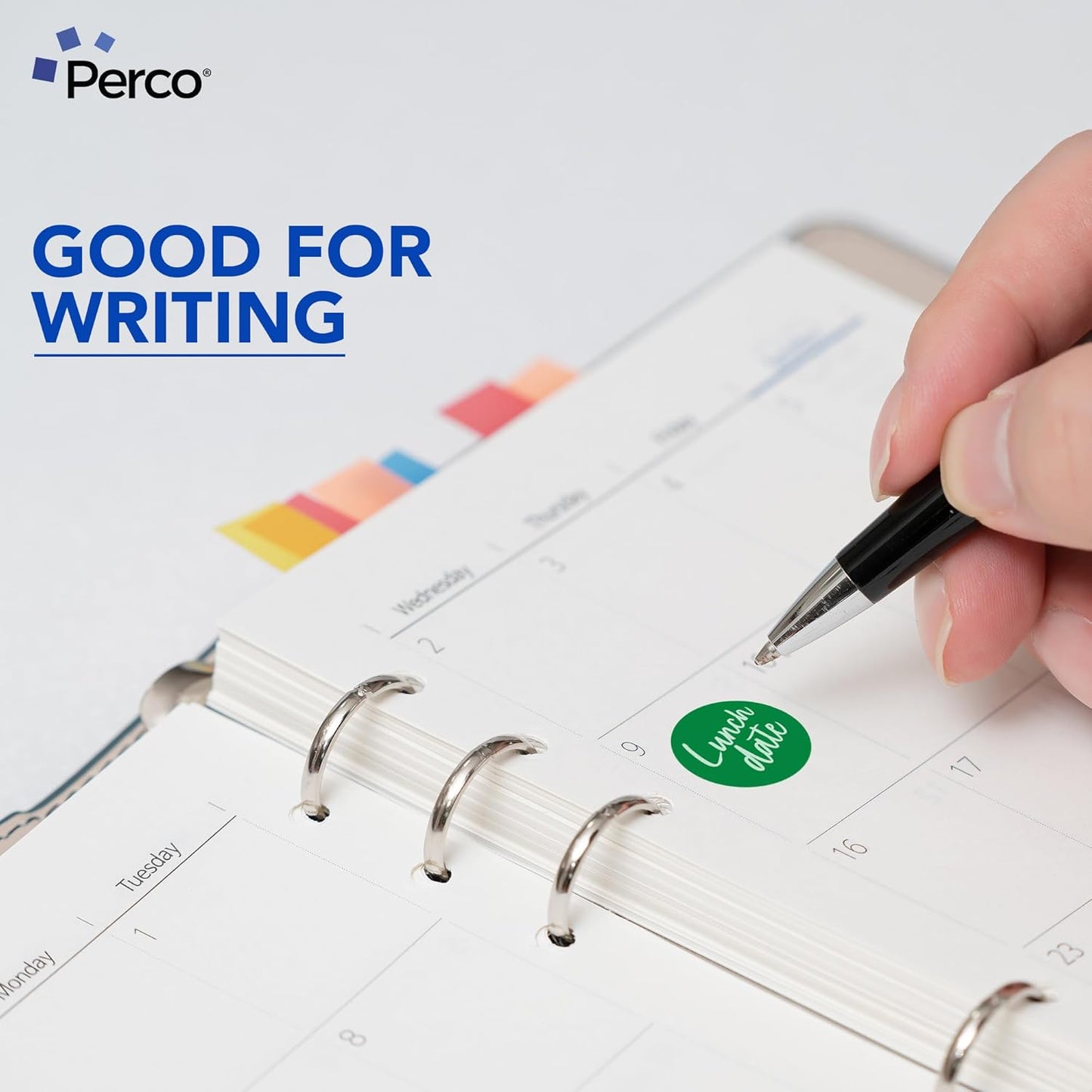 Perco Green 1-Inch Round Circle Dot Sticker Labels - Multi-Roll Pack (3 Rolls, 1,000 Labels Each) - Permanent Adhesive, Vibrant Colors, Strong Hold - Perforated for Easy Use - Made in USA