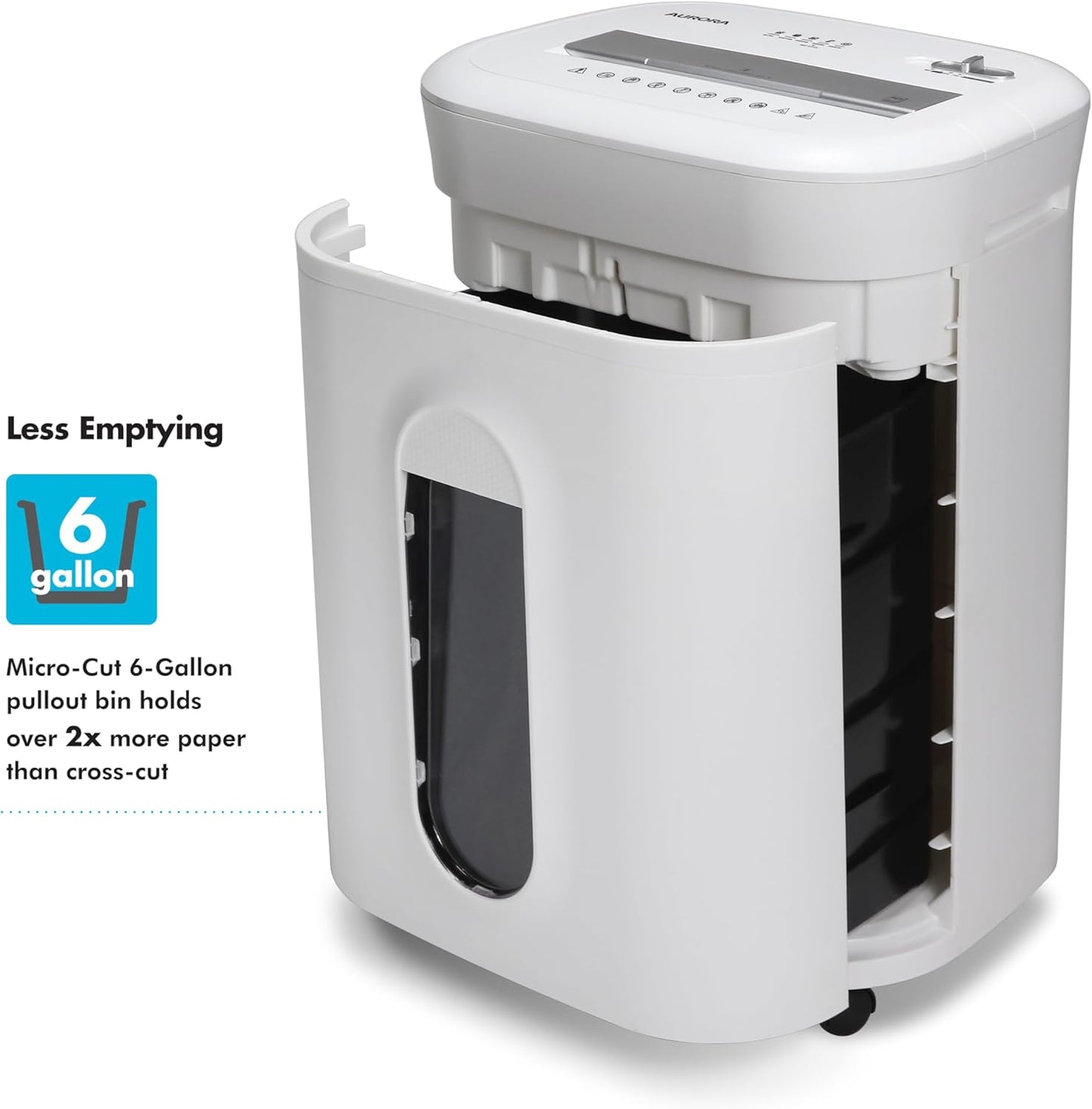 Aurora High-Security 10-Sheet Micro-Cut Paper and Credit Card Shredder with 6 Gallon Pullout Basket / 60 Mins Running Time/Security Level P-5