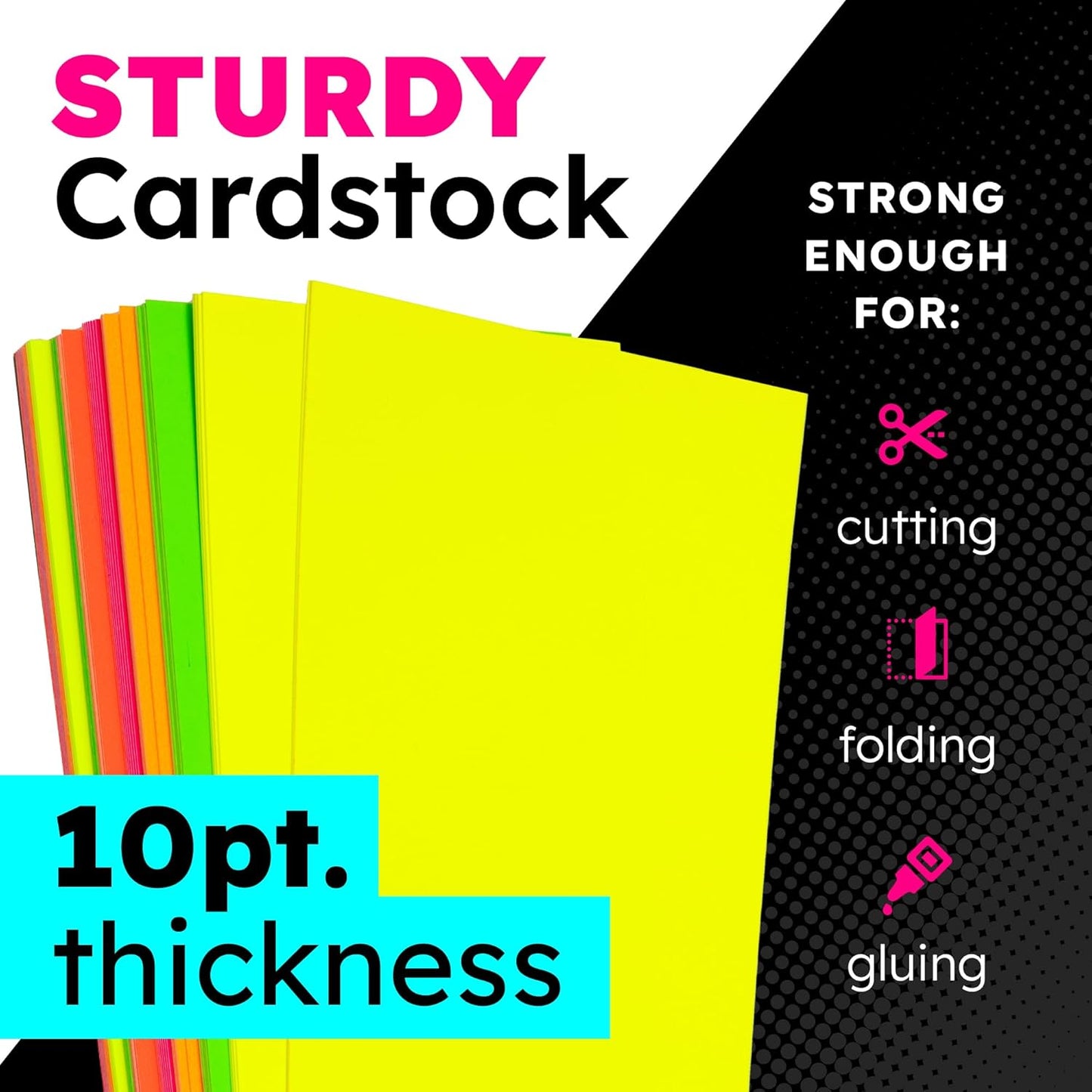 Hygloss Large Poster Board 22x28 - 50 Assorted Neon Color Poster Boards Bulk Pack - 10 Pt. Thickness Colored Poster Board Paper for Projects, Signs, Displays, Crafts - Posterboard Multipack 22" x 28"