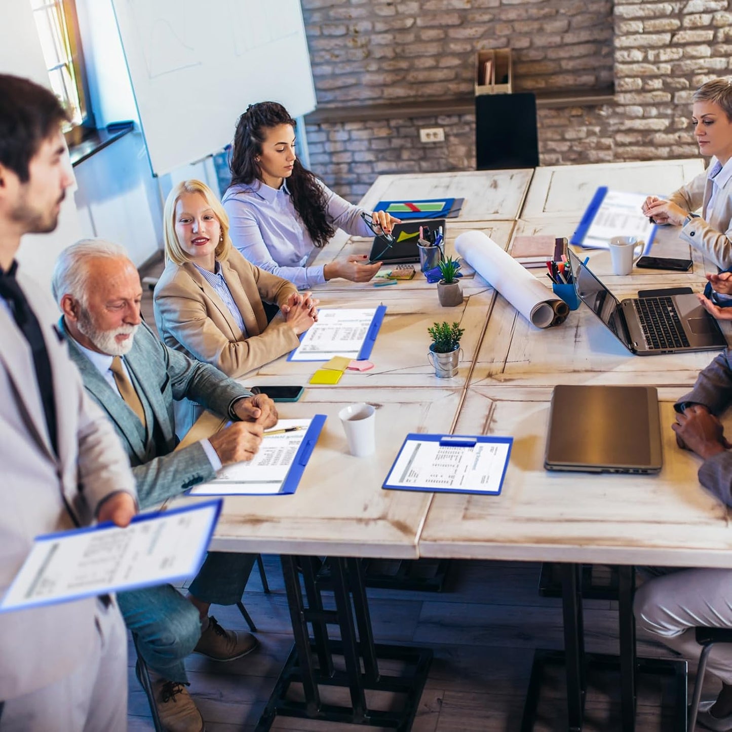 Maitys 25 Pack Clear Report Covers with Clip 11.4 x 9 Inch Presentation Folders Transparent Front Cover Portfolio Folder Resume Folder Interview Report Folders for Letter Size(Blue)