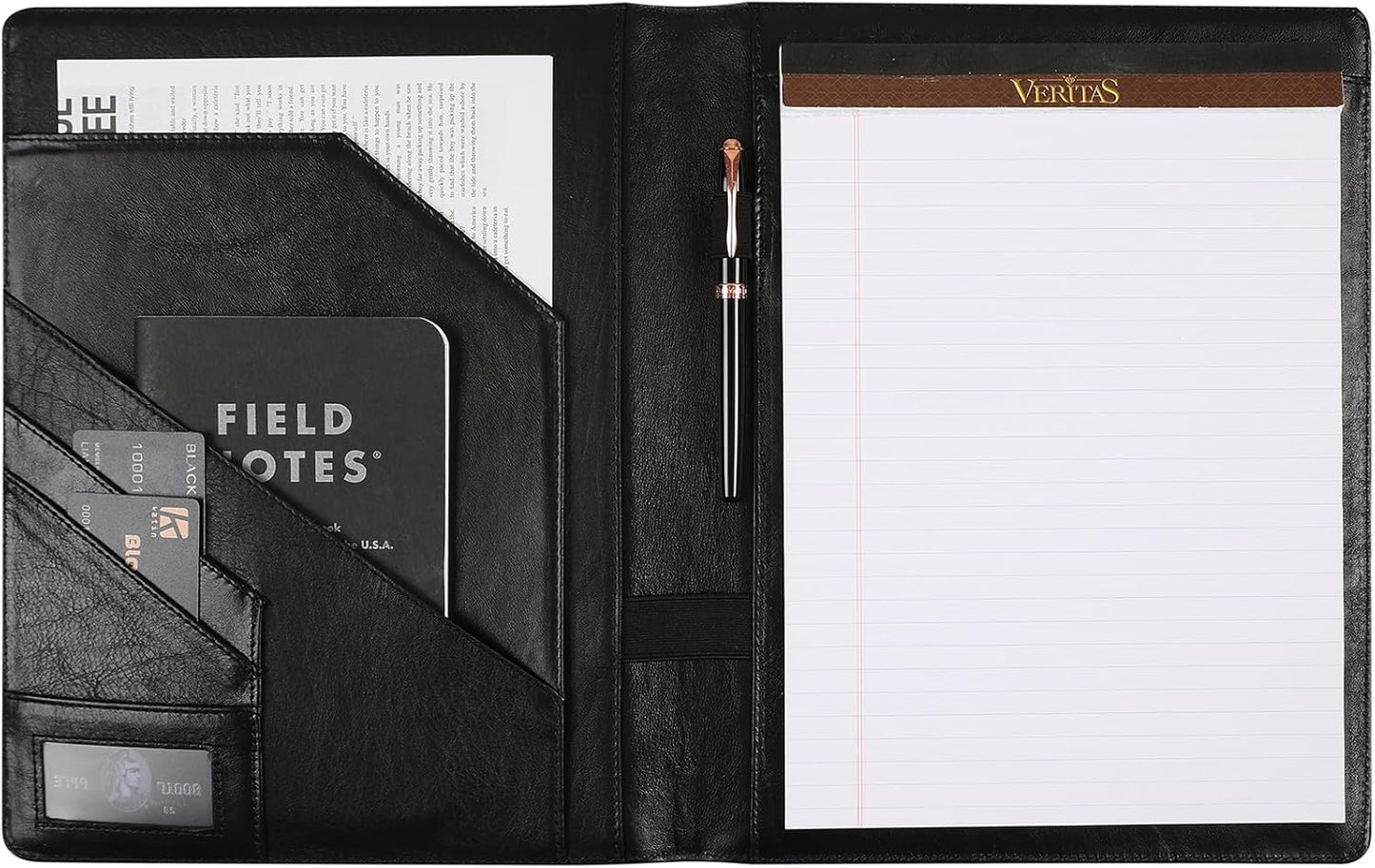 Genuine Leather Padfolio,Free Engraved Name, Personalized Leather Portfolio, A4 Document Folder Legal Pad Padfolio, Resume Folio for Men & Women