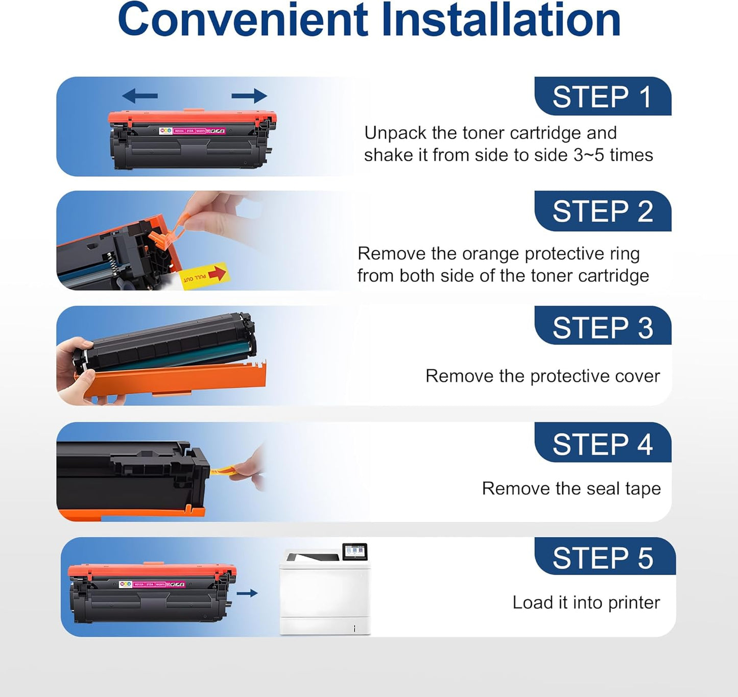 212A Toner Cartridges 4 Pack (with Upgraded Chip) Remanufactured Replacement for 212A 212X for Color Enterprise M554 M555 Color Enterprise MFP M578 Series Printer (Black Cyan Yellow Magenta)