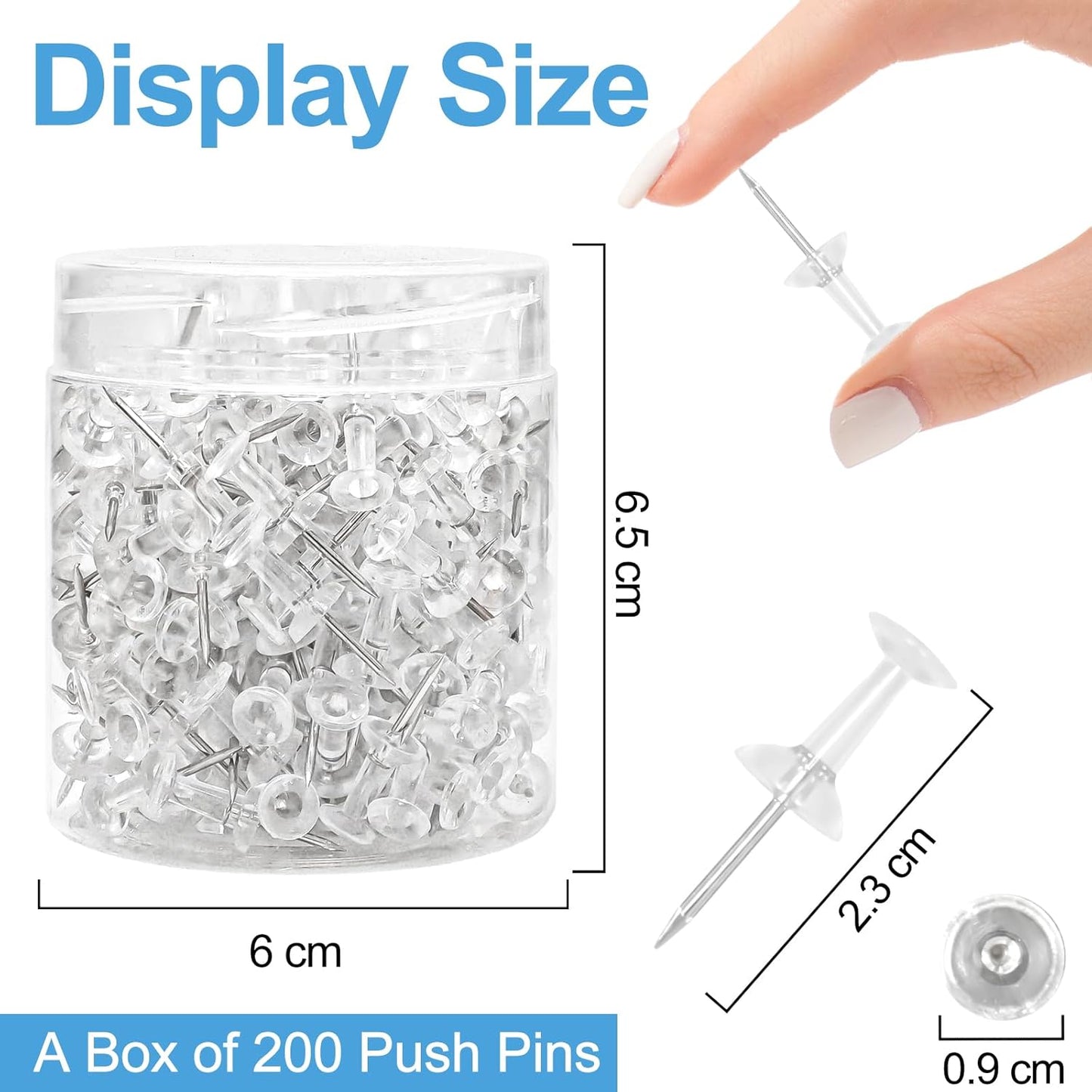 2400 Pcs Clear Push Pins Standard Thumb Tacks with Steel Point and Plastic Head PushPins thumbtacks for Wall, Cork Board, and Bulletin Board