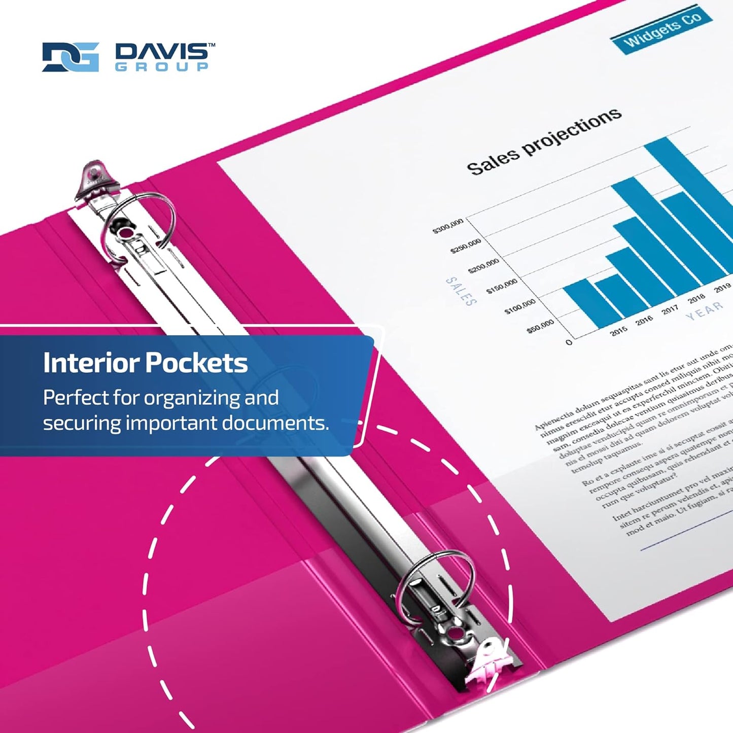 Easyview Premium 3-Ring Binders with Clear-View Covers and Round Rings, Binders for School or Office, 2 Inch, Pack of 6, Pink