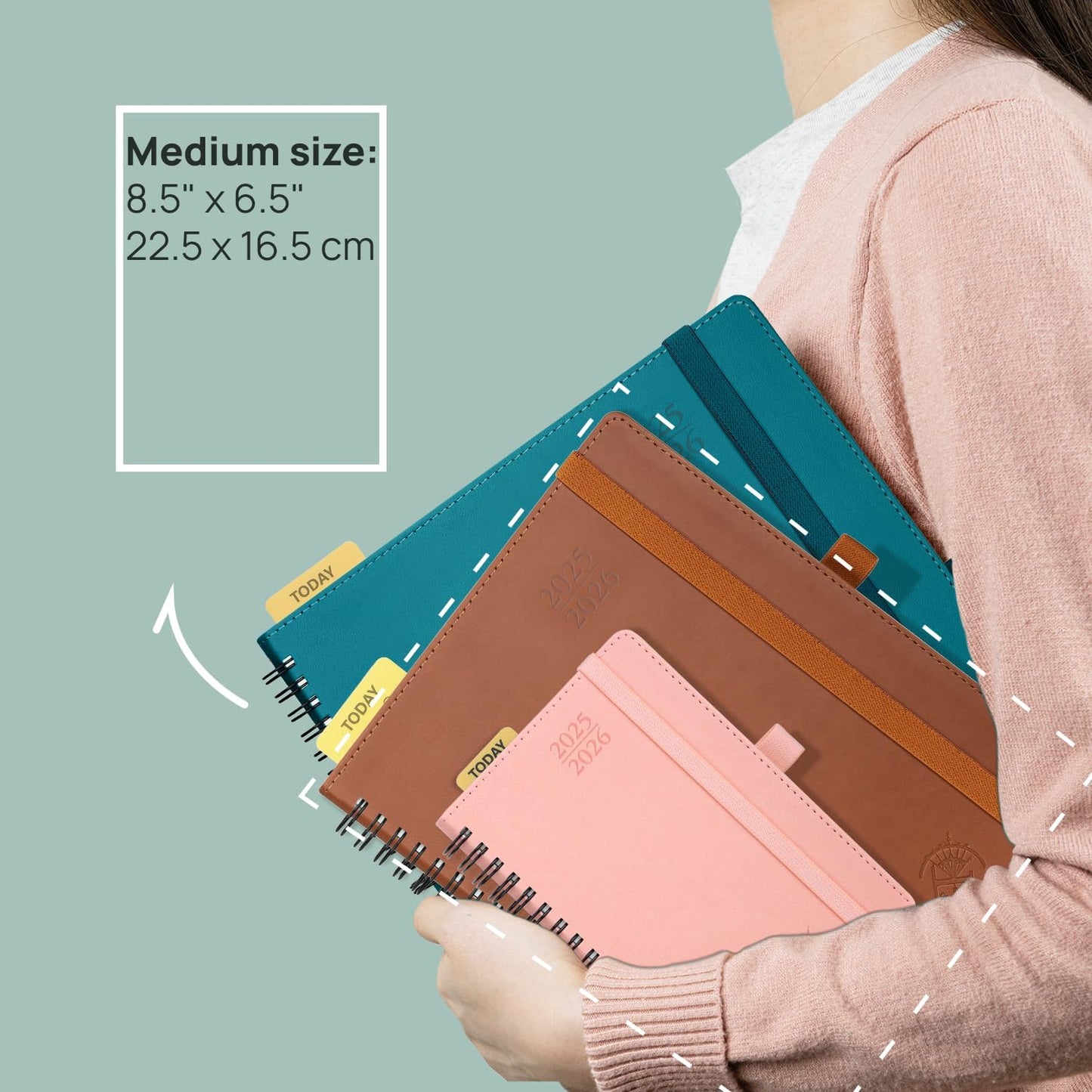 POPRUN Planner 2025-2026 (Medium - 6.5'' x 8.5'') Academic Weekly Calendar (July 2025 - June 2026) with Hourly Time Slots, Monthly Tabs, 100GSM Thick Papers, Spiral Leather Cover - Purple