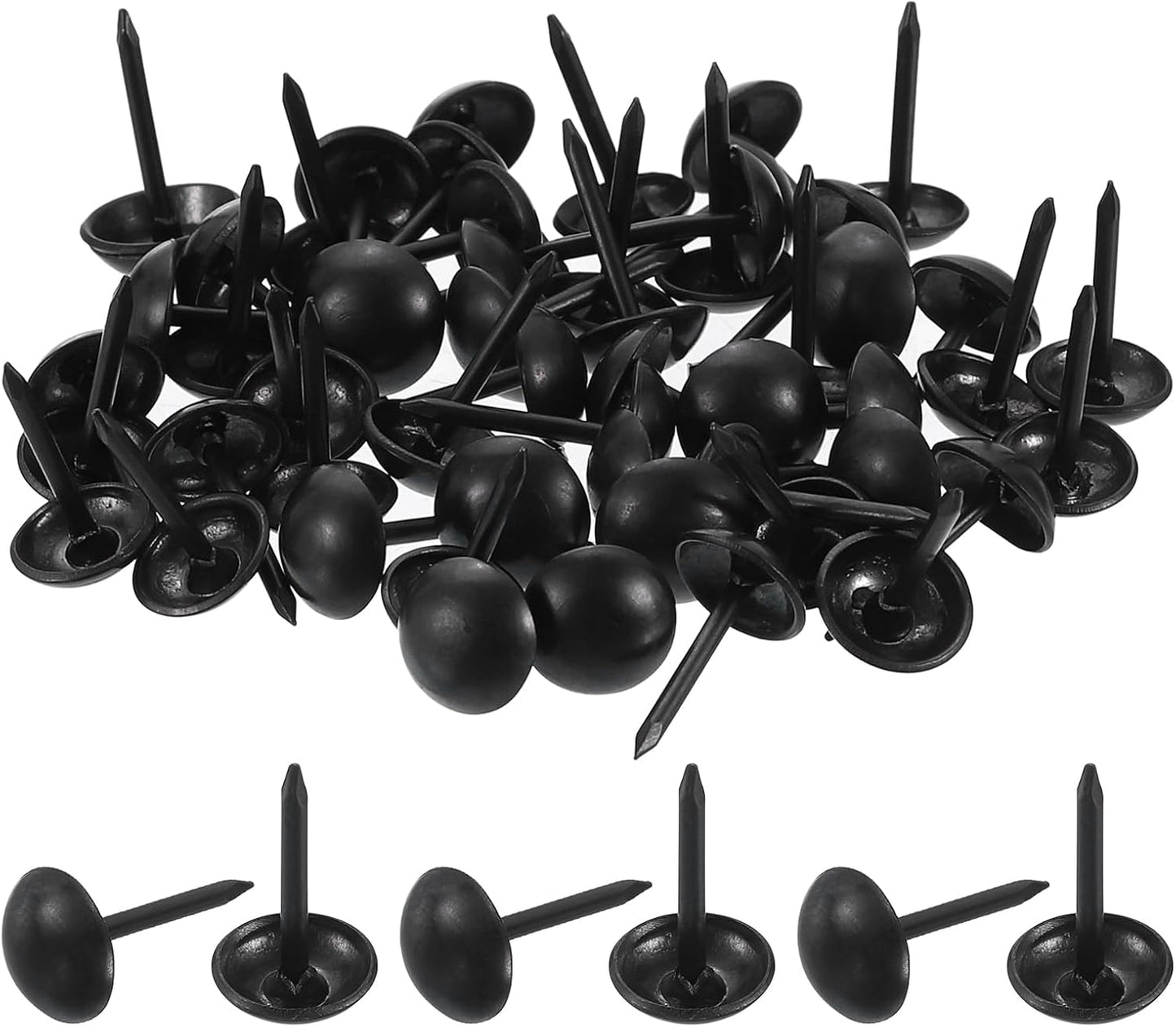 uxcell 50 Pcs Upholstery Tacks, 7 x 13mm Round Head Upholstery Nails Pins Vintage Decorative Furniture Tacks for Chairs Sofas Beds DIY Project, Black