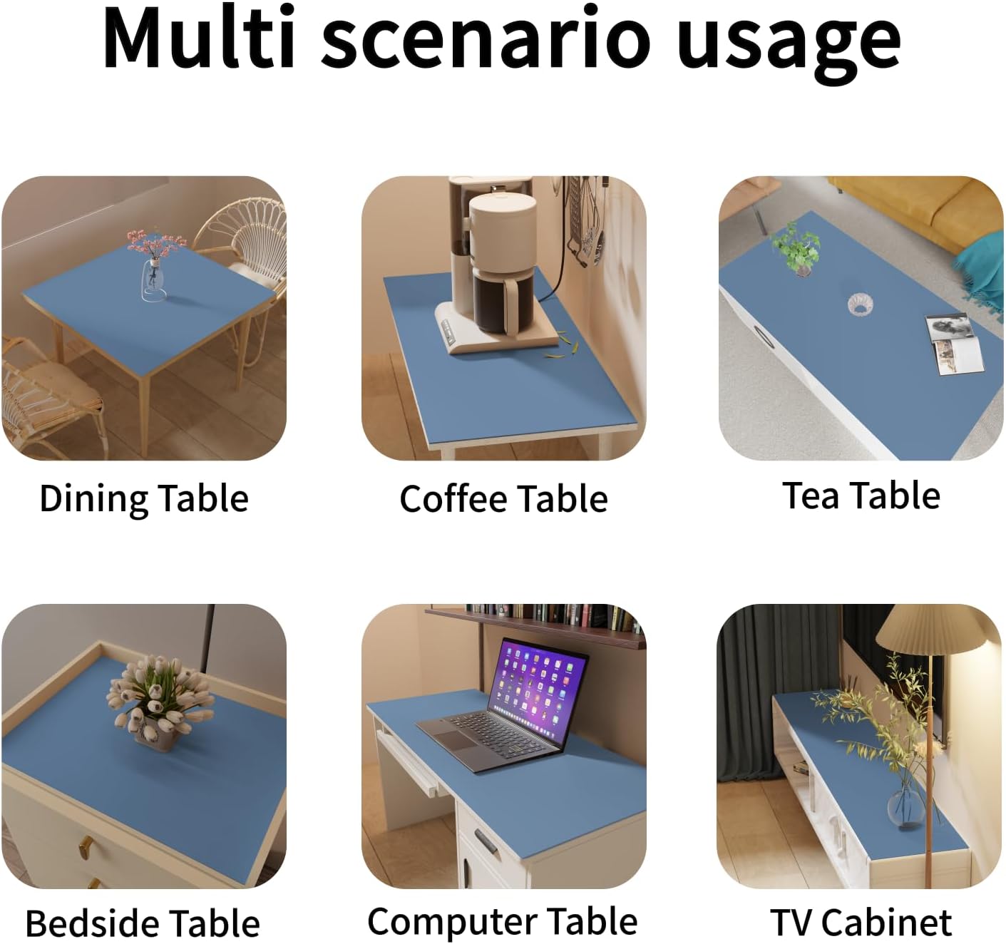 Leather Table Cover,1.8mm Thick,35.4x70.9 Inch,Table Protector for Dining Room Table,Dining Table Cover,Table Cover Protector,Dining Table Pads(Grayish Blue+Dark Green,35.4x70.9)