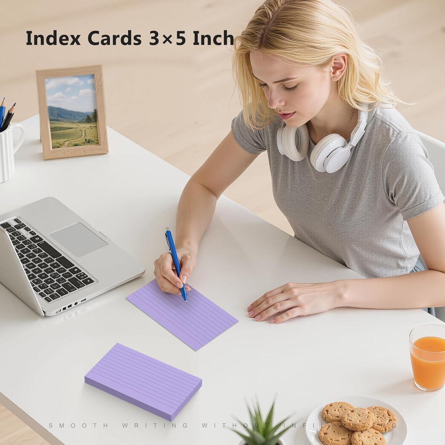250 Count Index Cards 3 x 5 Inch, Heavyweight Purple Lined Note Cards Portable Ruled Flash Cards Perfect for Studying and Organizing, Note Taking Study Flashcards for Home, School and Office