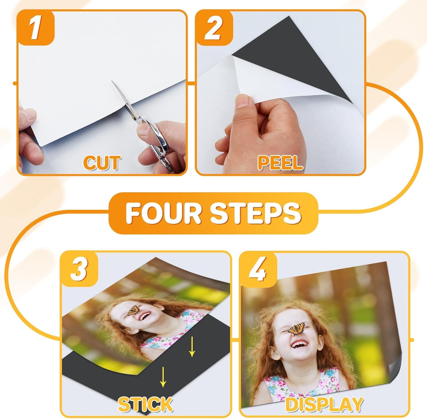 FINDMAG Magnetic Sheets, Flexible Magnets with Superior Adhesive Backing, Cut & Customize Magnet Sheet Set for Creating Magnetic Photo, Crafting, Organizing, and DIY Projects - 8 Pack (8" x 10")