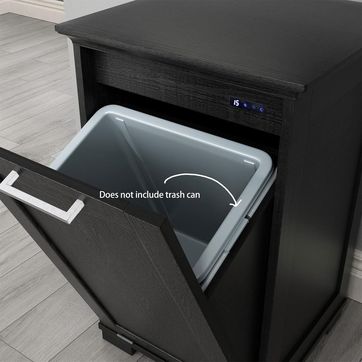 OLD CAPTAIN Wooden Tilt Out Trash Cabinet, Wooden Kitchen Garbage Can Free Standing Holder, Black Finish…