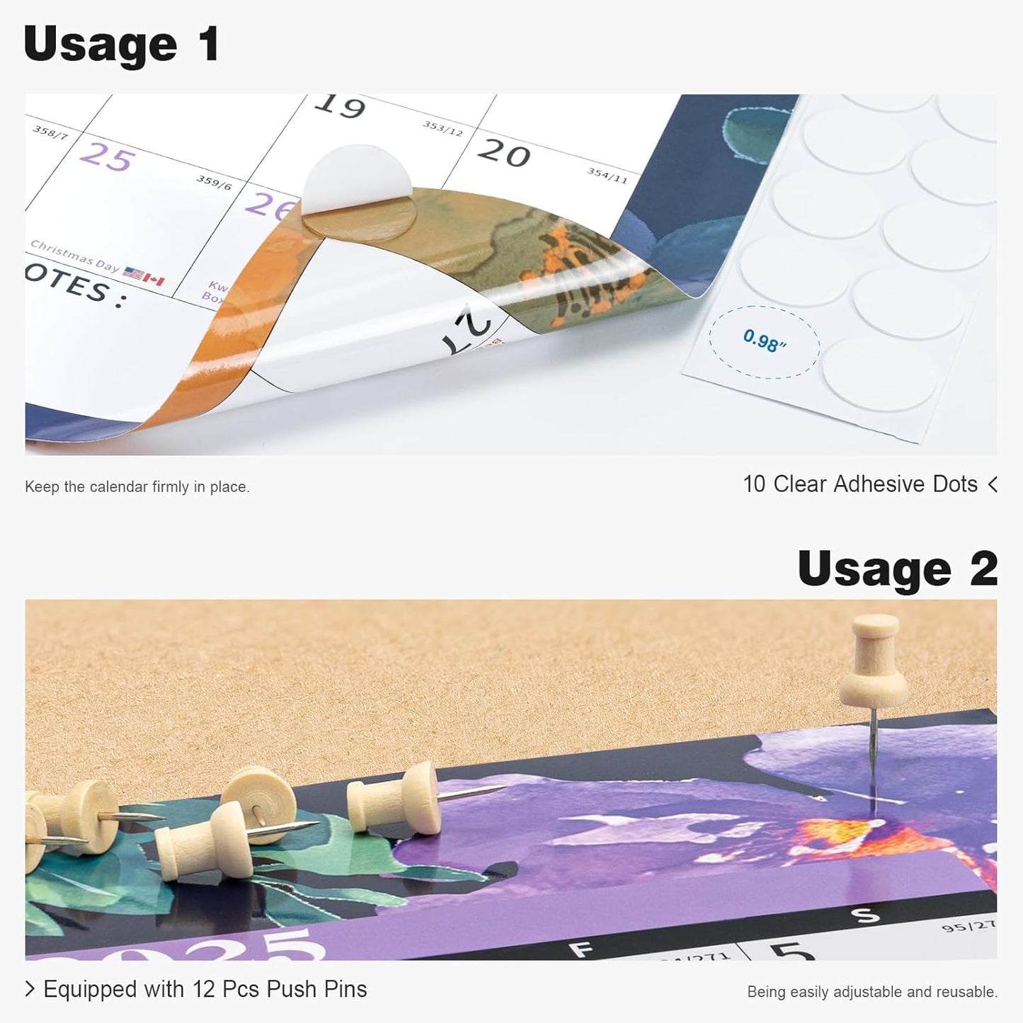 Ospelelf Dry Erase Wall Calendar 2025-2026 Large Laminated Calendar 32'' x 48'' Yearly Office Horizontal 24 Month Calendar, Use Jan 2025 - Dec 2026 (Floral)
