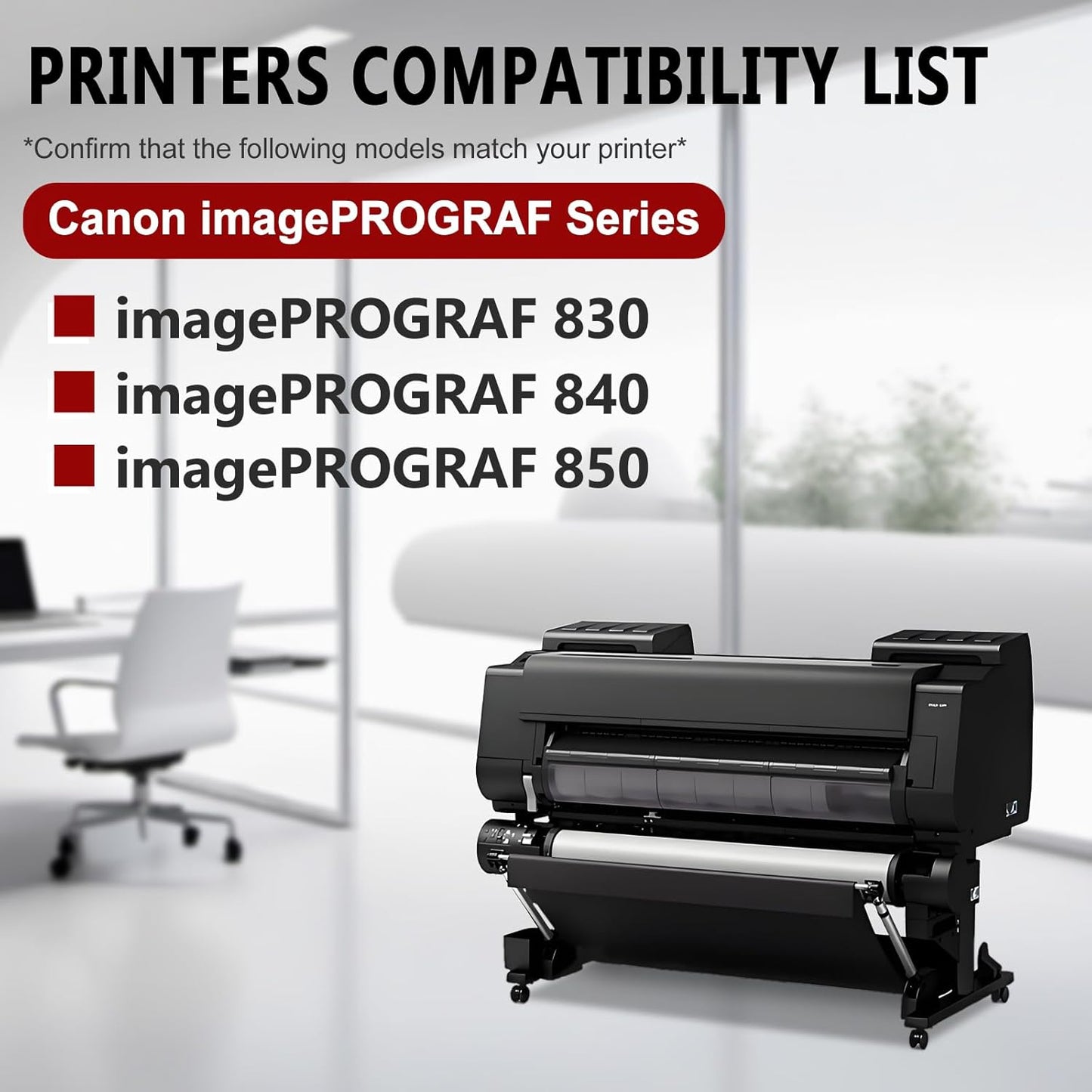 PFI-707 Ink Cartridge PFI707 Ink Tank Compatible with Canon imagePROGRAF PF830, iPF840, iPF850 CAD Plotters 700 ML (1-Pack, Black)