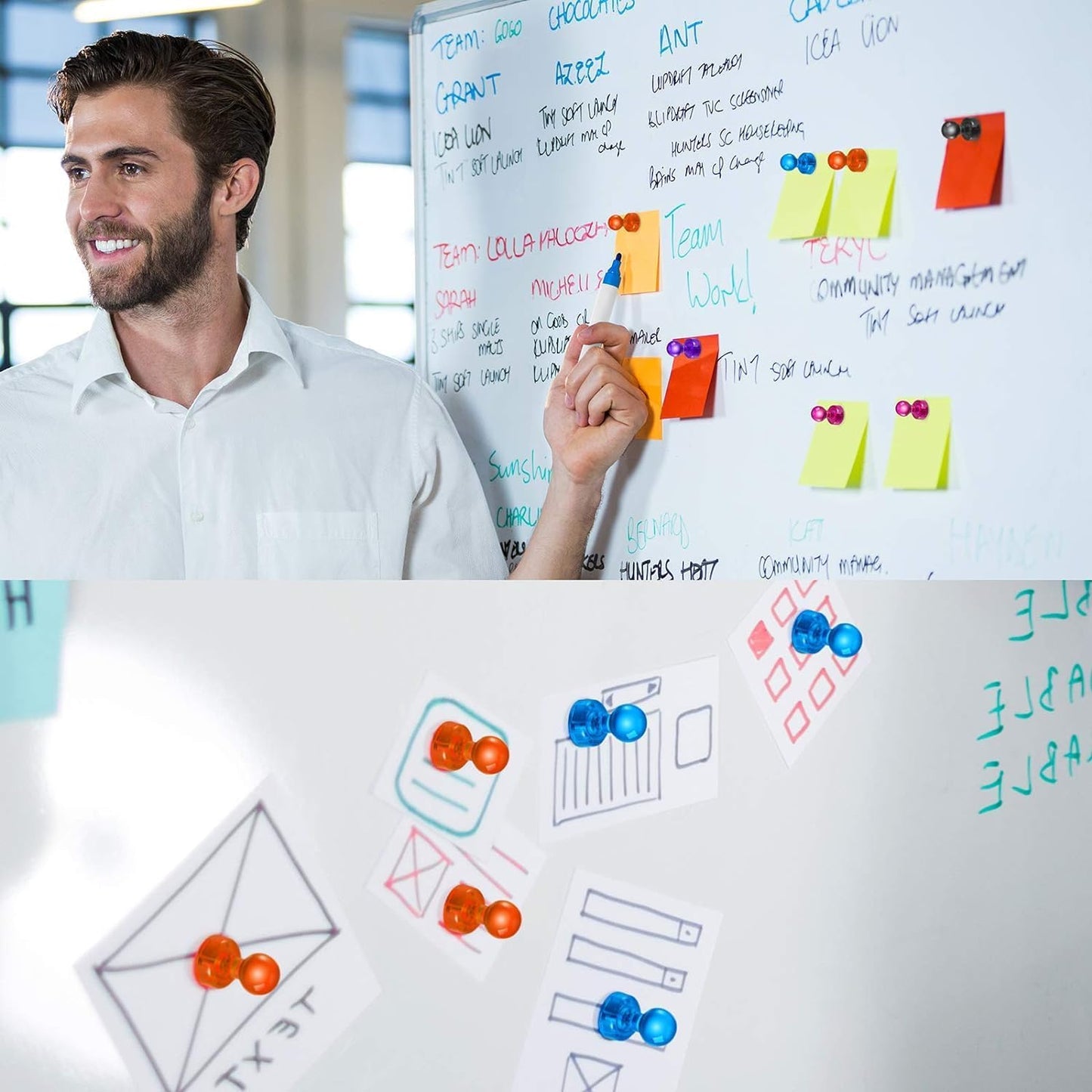 90 PCS Colorful Strong Magnetic Push Pin Magnets, Office/Classroom Magnets,8 Assorted Color, Perfect to use as Kitchen Home and School, Map Magnets,Whiteboard Magnets