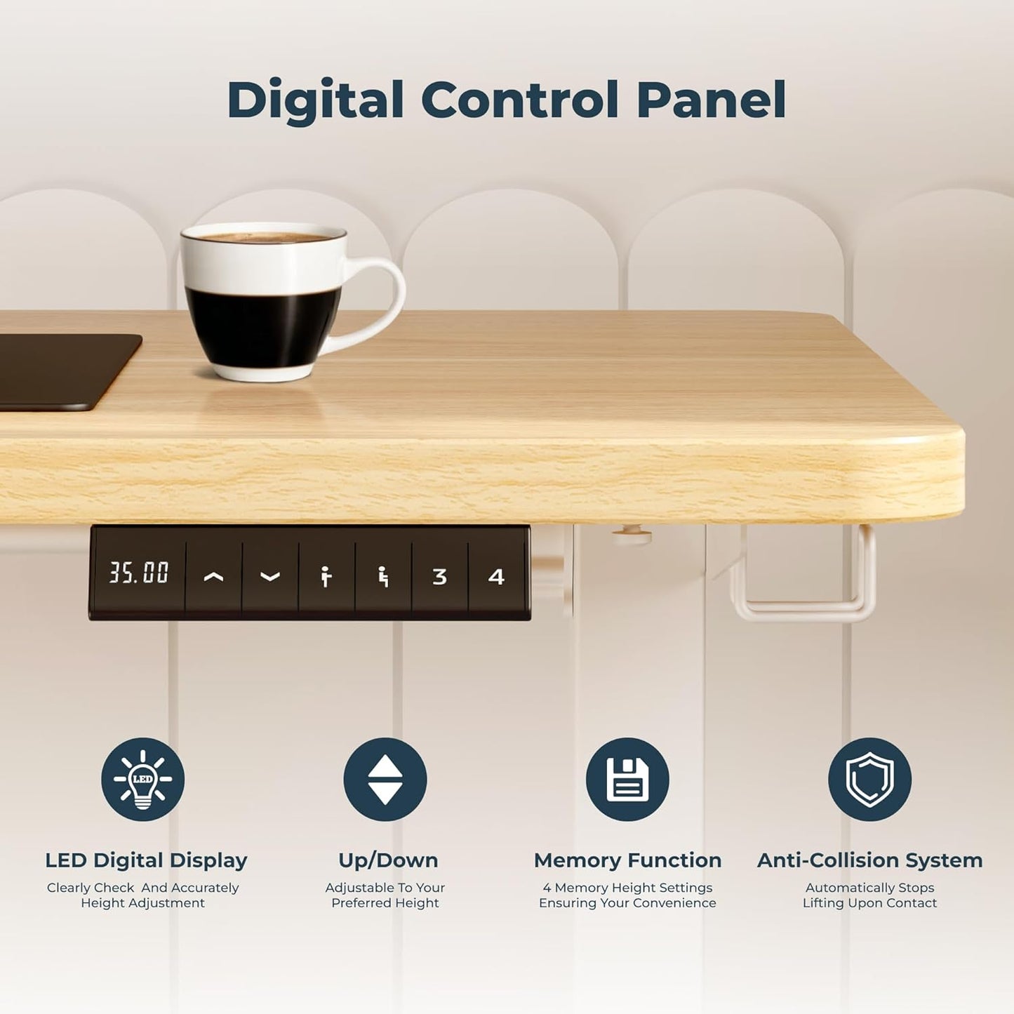 Adjustable Stand Up Desk with Memory Preset,Electric Standing Desk 47 x 24 Inch Home Office Desk Computer Workstation Sit Stand Desk, Splice Maple Top + White Frame