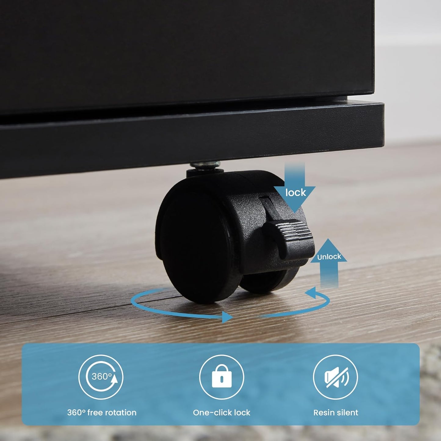 Farini 3-Drawer Under Desk Wooden File Storage Cabinet with Lockable Caster for Home Office,Black,Required Assembly