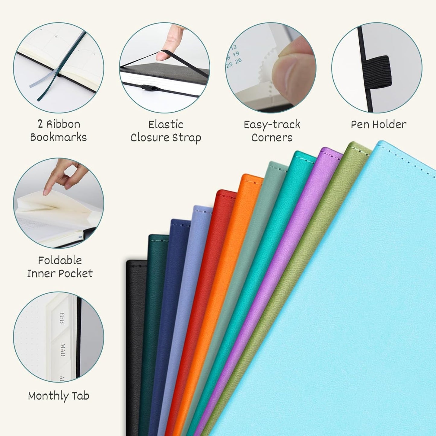 BEZEND Planner 2025-2026 Weekly and Monthly, 8.5" x 11" Academic Calendar (Jul 25-Dec 26) Vertical Daily Appointment with Hourly Timeslot & Monthly Tab, PU Leather Hardcover - Dark Green