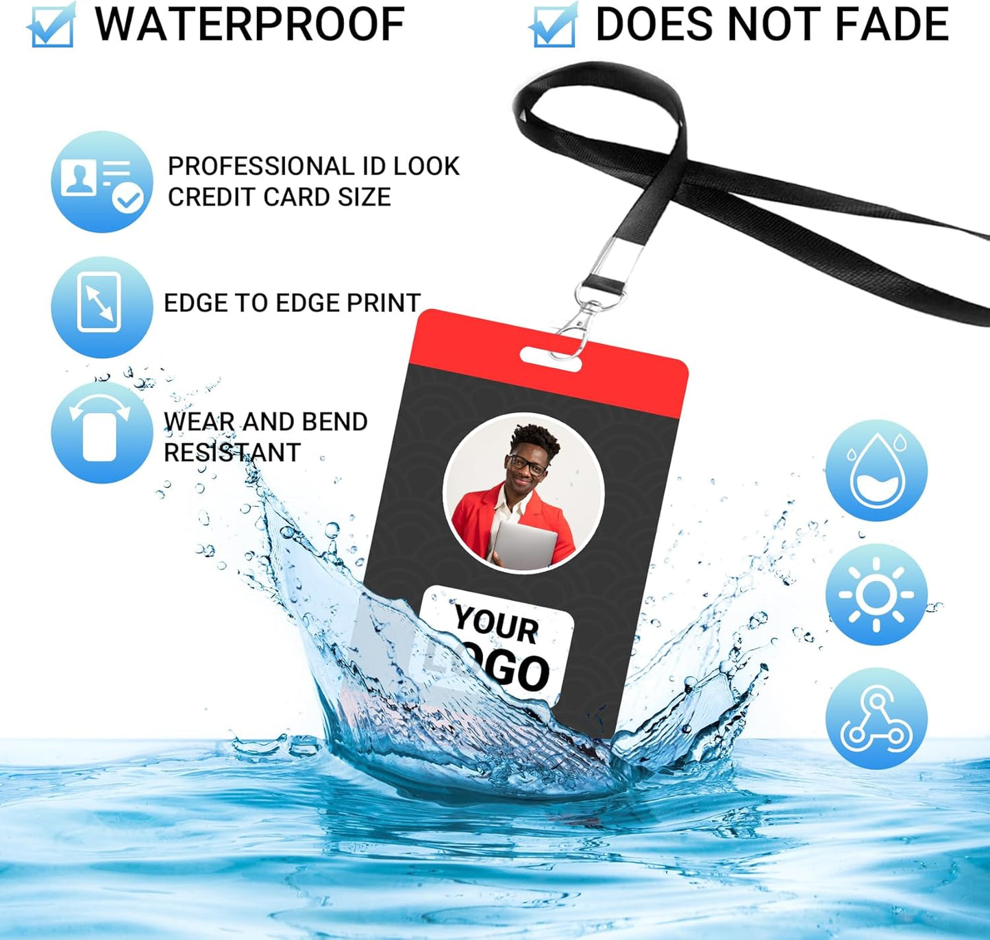 Custom Id Badge Custom Id Card Identification Badges Customizable Personalized Name Badge Customize Name Tag Photo Logo Employee Work Office Volunteer Customized Personal (Vertical-8)