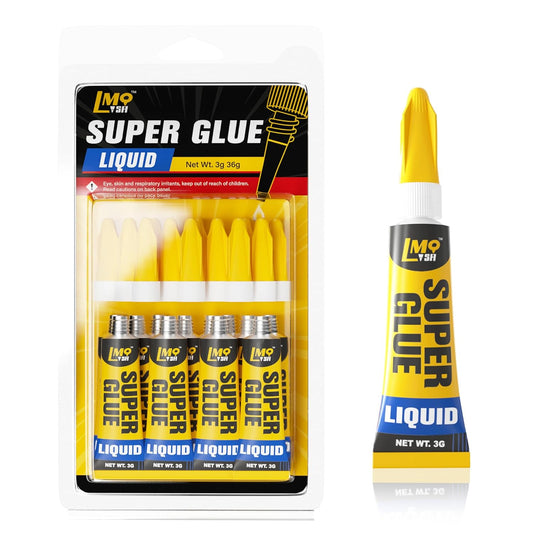 12×3g Mini Super Glue Clear Liquid, All Purpose Single Use Superglue Heavy Duty Strong for Plastic Ceramic Glass Metal Repair, Instant Cyanoacrylate Adhesive Bonding Wood Miniatures 3D Print