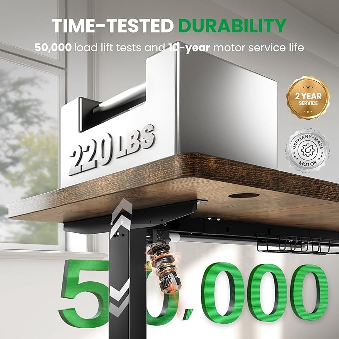 1 Inch Thick Tabletop Electric Standing Desk Adjustable - 60x28 Inch Sit Stand Desk, Double Beam Frame, 3 Memory Height Adjustment, Cable Management for Home Office