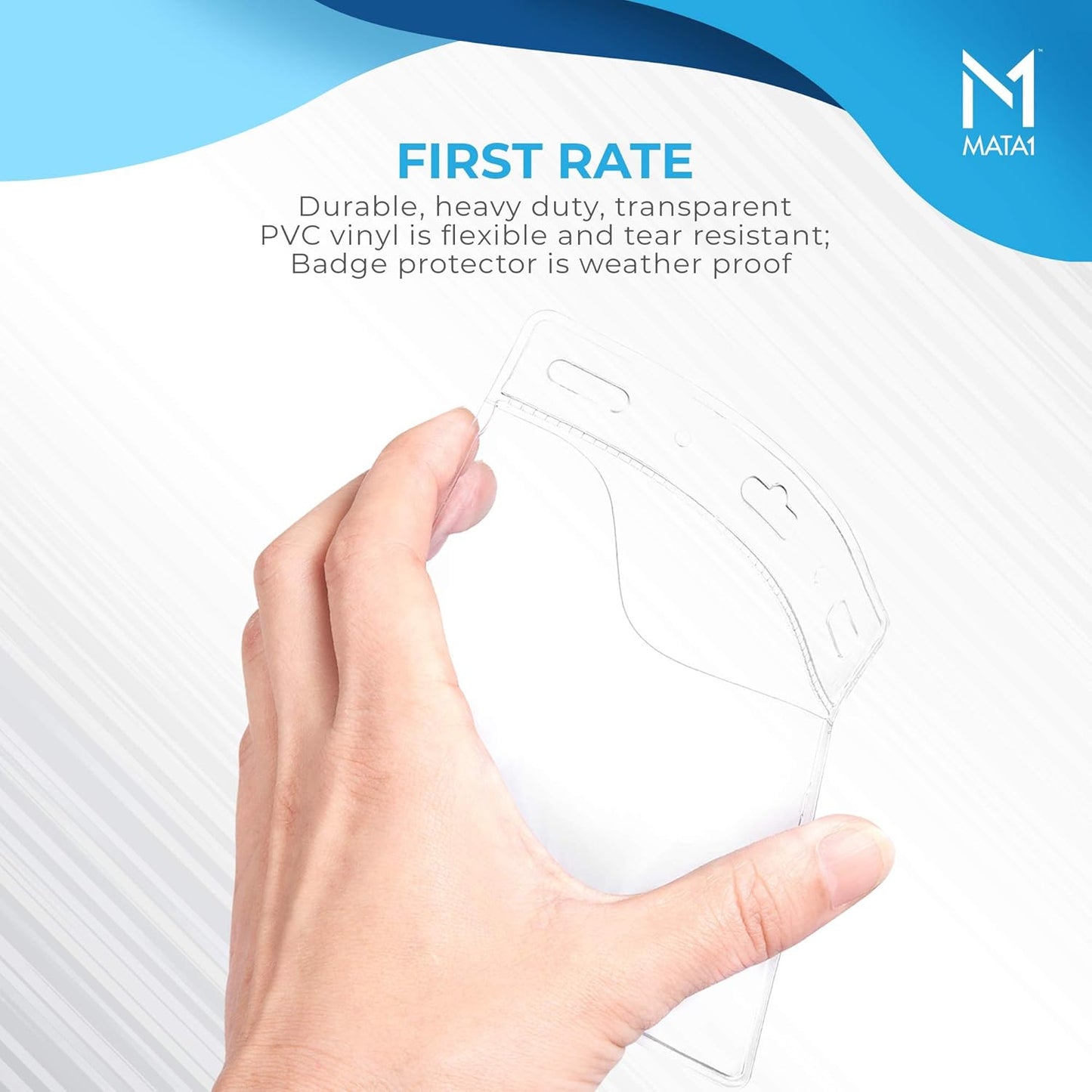 Mata1-USA Plastic Extra-Thick Horizontal Card Protector (Clear, 4x3 Inch, 250 Pack), Large Size No Zipper ID Name Badge Holder