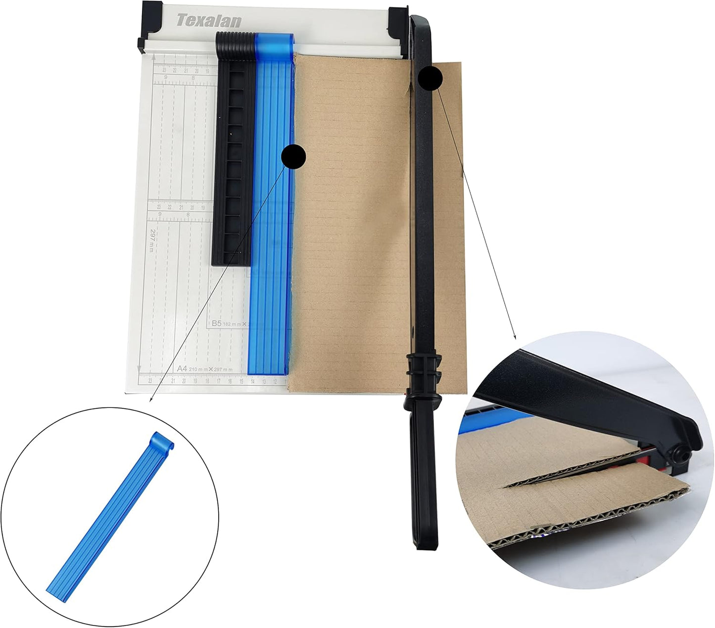 TEXALAN(R) Paper Cutter Letter Size Paper Trimmer 12” Cut Length 12 Sheet Capacity Guillotine Paper Photo Cutter with Magnet Clamp, Paper Guide, Size Guideline