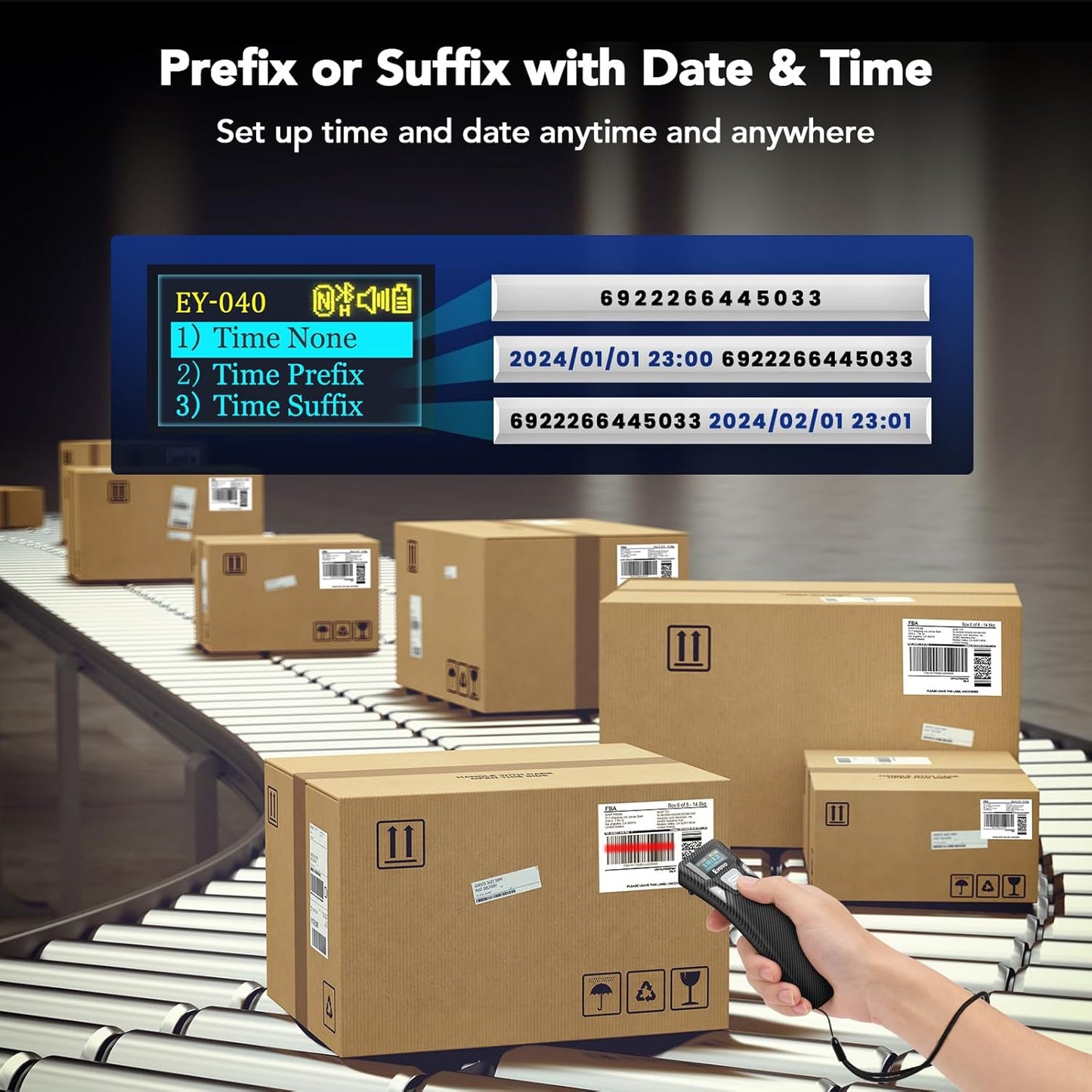 Eyoyo Mini Bluetooth Barcode Scanner: Portable 1D&2D QR Code Scanner with Digital Display for Library Book, Retail Store, Warehouse - Wireless & USB Wired Bar Code Reader for Android Phone PC Laptop