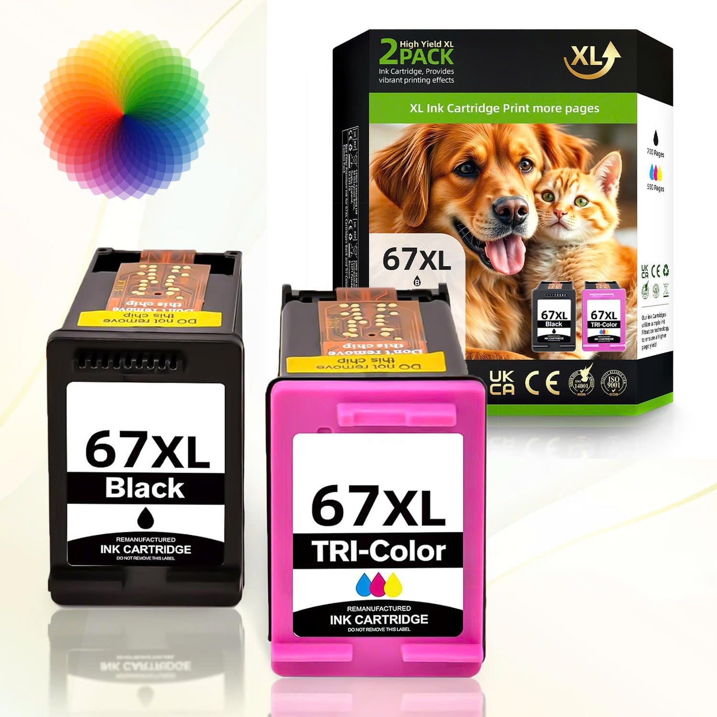 Hp Ink 67 & 67XL HP Printer Ink - Black Color Combo Pack for Hp 67 Ink Cartridges, HP 67XL Ink, DeskJet 2855e 2755e 2700 2700e 2800e 4155e 4255e 2827e 4100e 4227e, Envy 6055e 6000 6400 6455e Printer