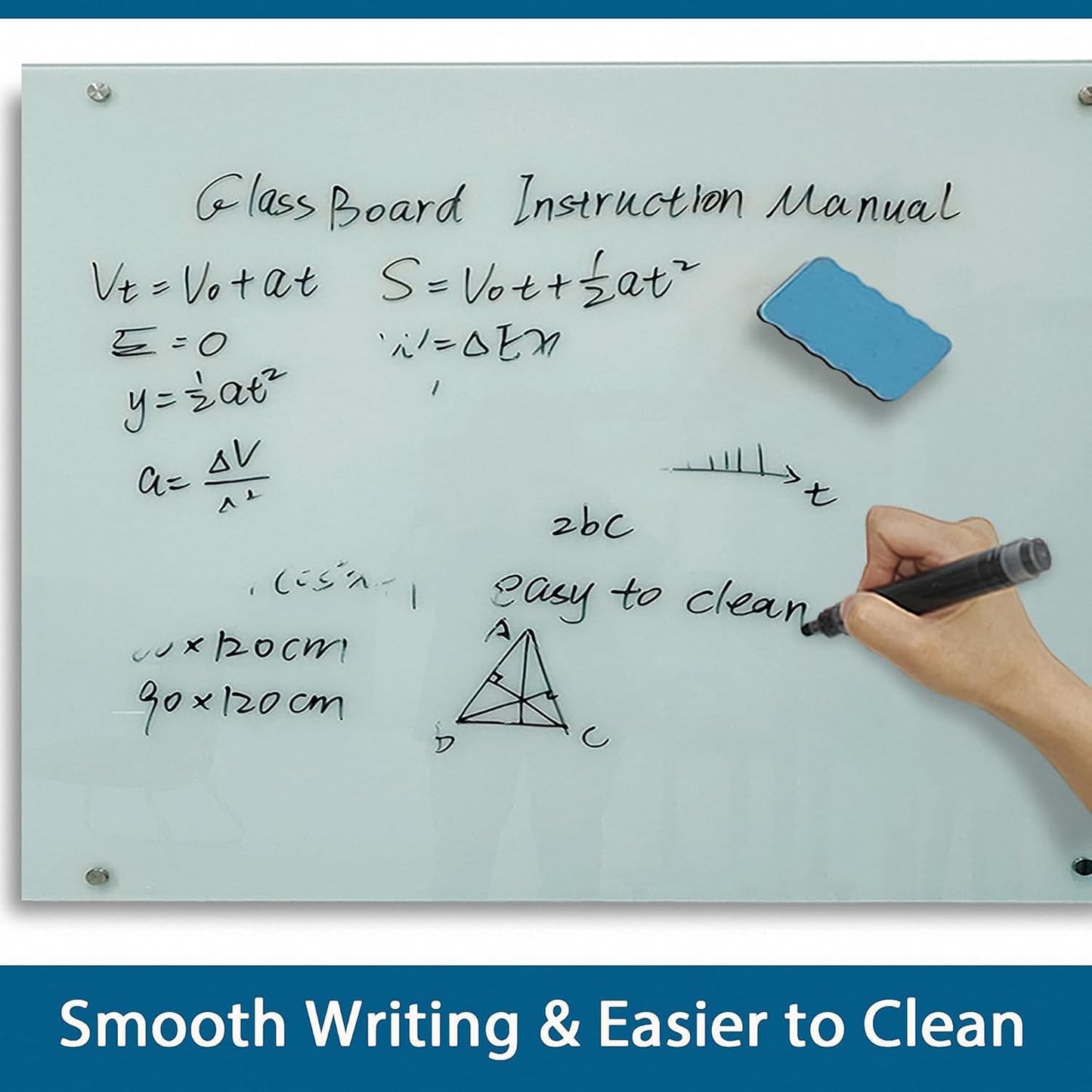 Magnetic Glass Writeboard 48"X36" Premium Tempered Dry Erase Boards Wall Mounted Frameless Whiteboard Bulletin Message Boards (White)