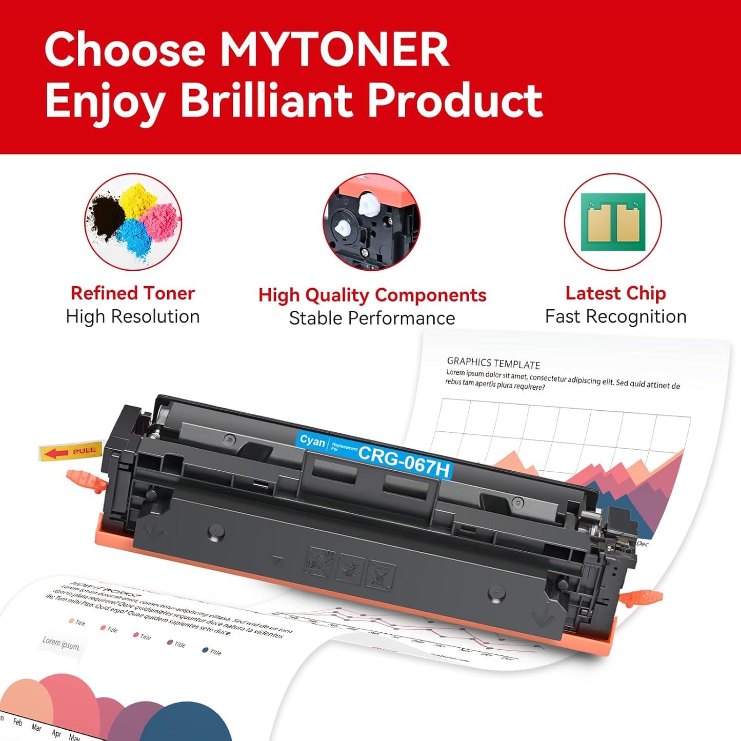 MYTONER 067H 067 Toner Cartridge Set Compatible Replacement for Canon 067H 067 Toner Cartridge High Capacity for imageCLASS MF656Cdw LBP632Cdw MF654Cdw MF653Cdw LBP633Cdw Printer (4 Pack 067H Ink)