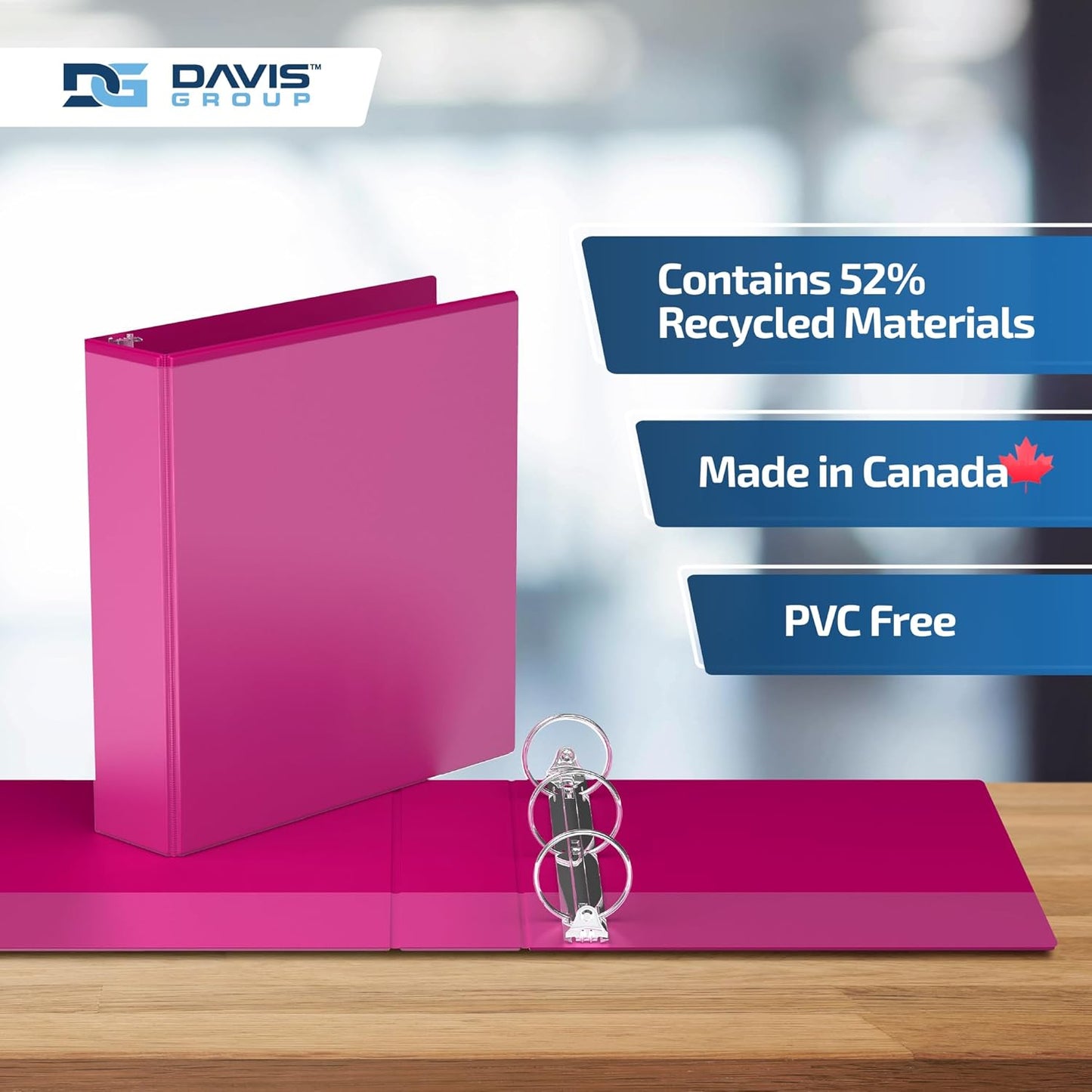 Easyview Premium 3-Ring Binders with Clear-View Covers and Round Rings, Binders for School or Office, 2 Inch, Pack of 6, Pink