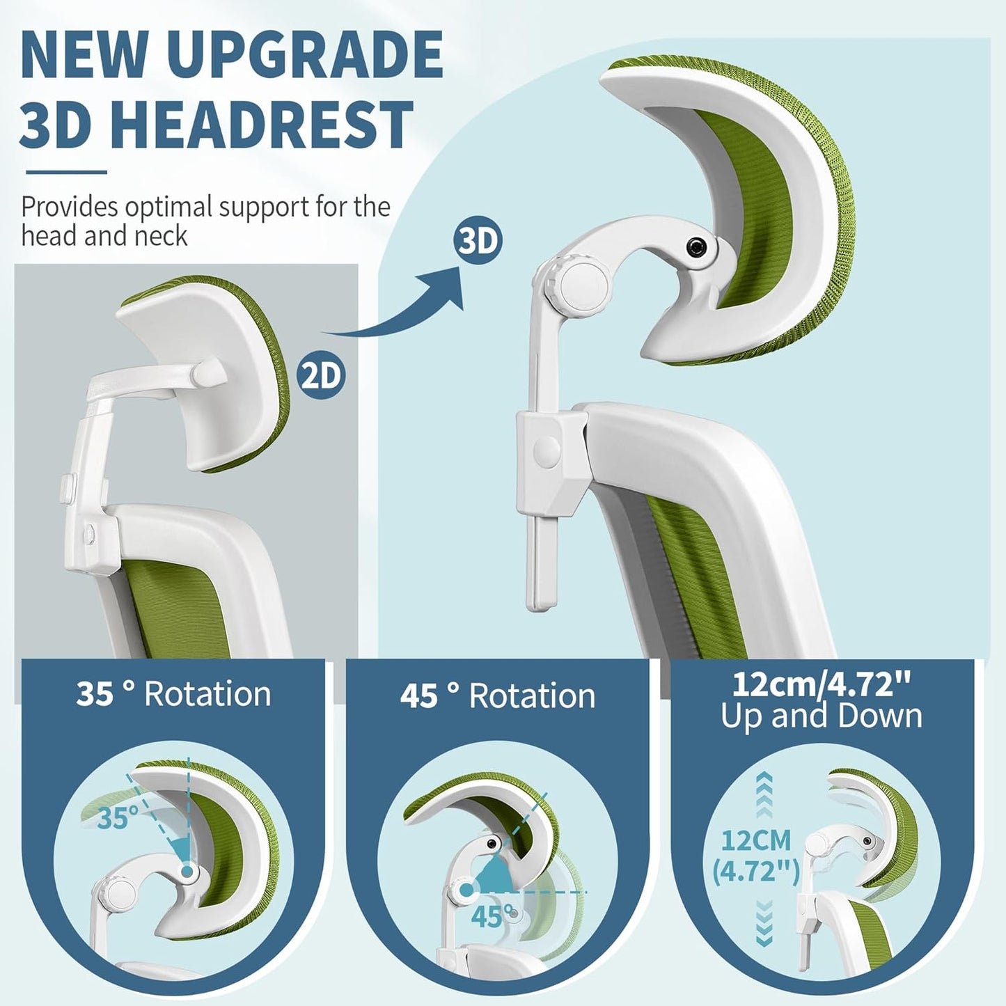 FelixKing Ergonomic Office Chair, Adjustable Lumbar Support, Swivel Chair with HighBack and Armrest, Adjustable Height Gaming Chair, Avocado Green