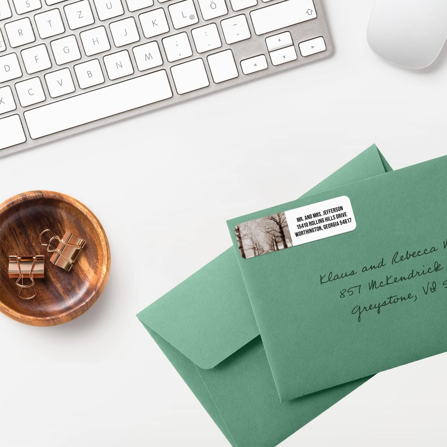 Scenic Landscape Rolled Address Labels / 500 Personalized Return Address Labels/Designer Address Stickers in Elegant Plastic Dispenser